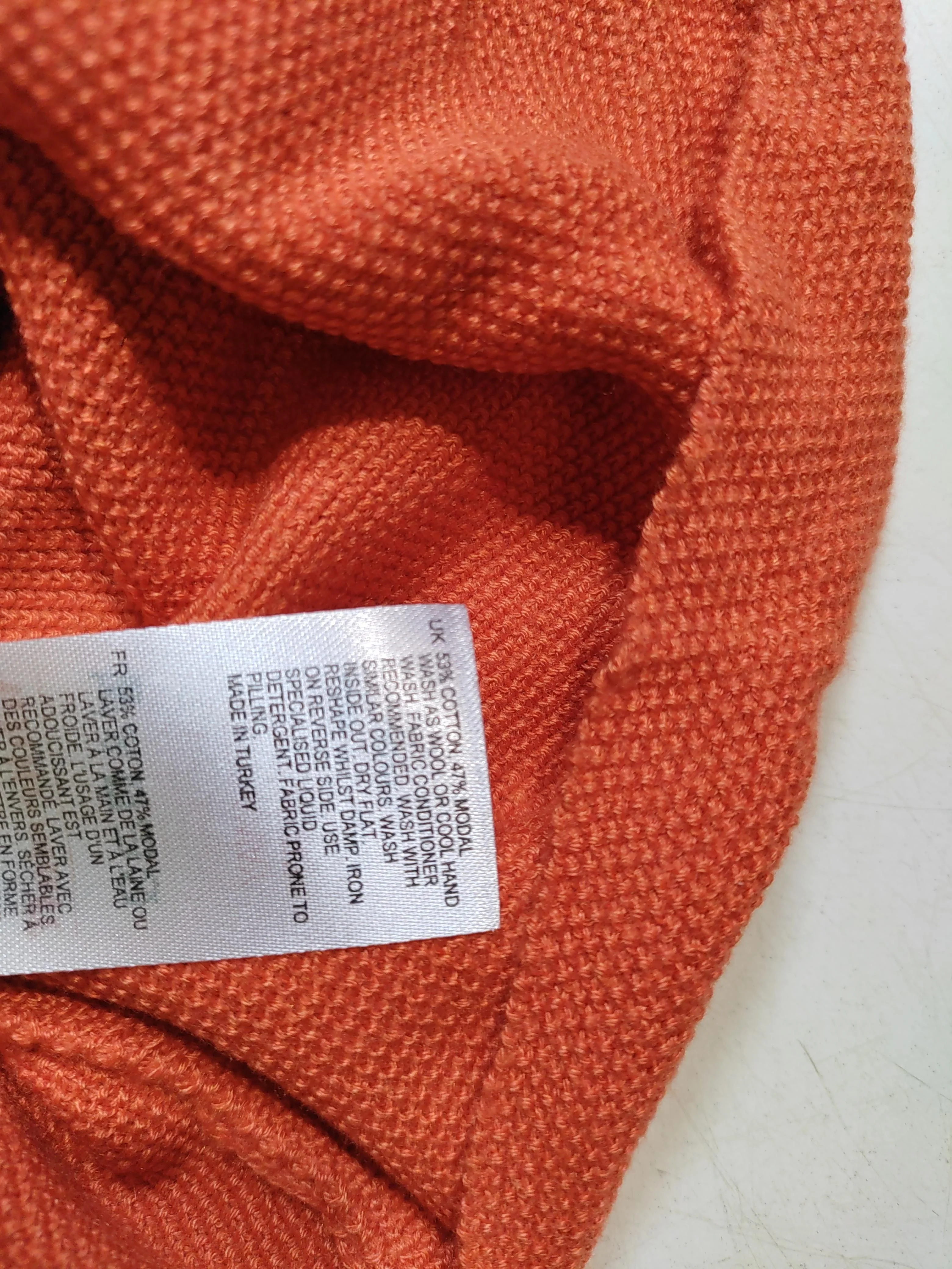 White Stuff Women's Jumper UK 6 Orange Cotton with Lyocell Modal V-Neck Pullover - Image 6