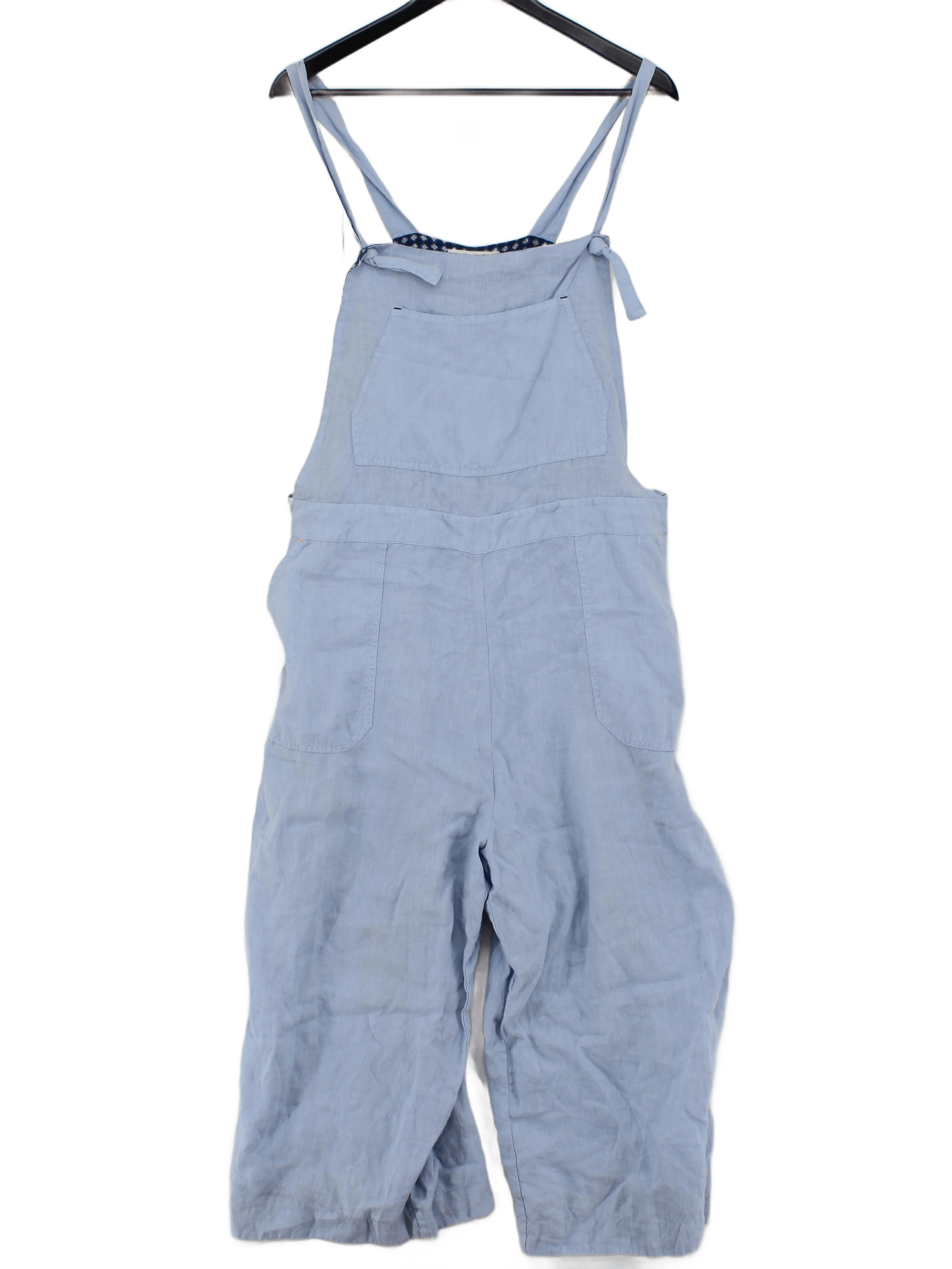 White Stuff Women's Jumpsuit UK 18 Blue 100% Linen Wide-Leg Jumpsuit