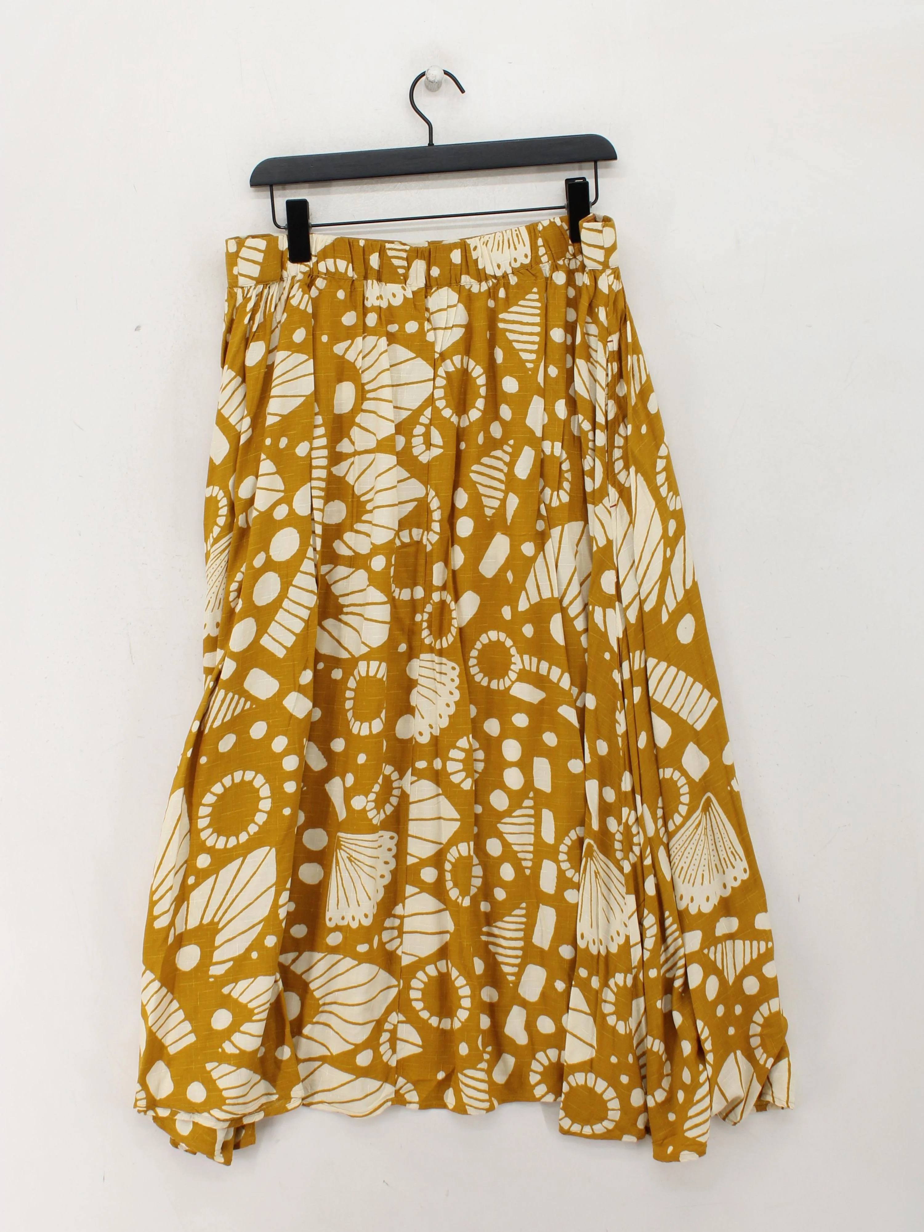 White Stuff Women's Maxi Skirt UK 16 Yellow Geometric 100% Cotton Long Maxi - Image 2