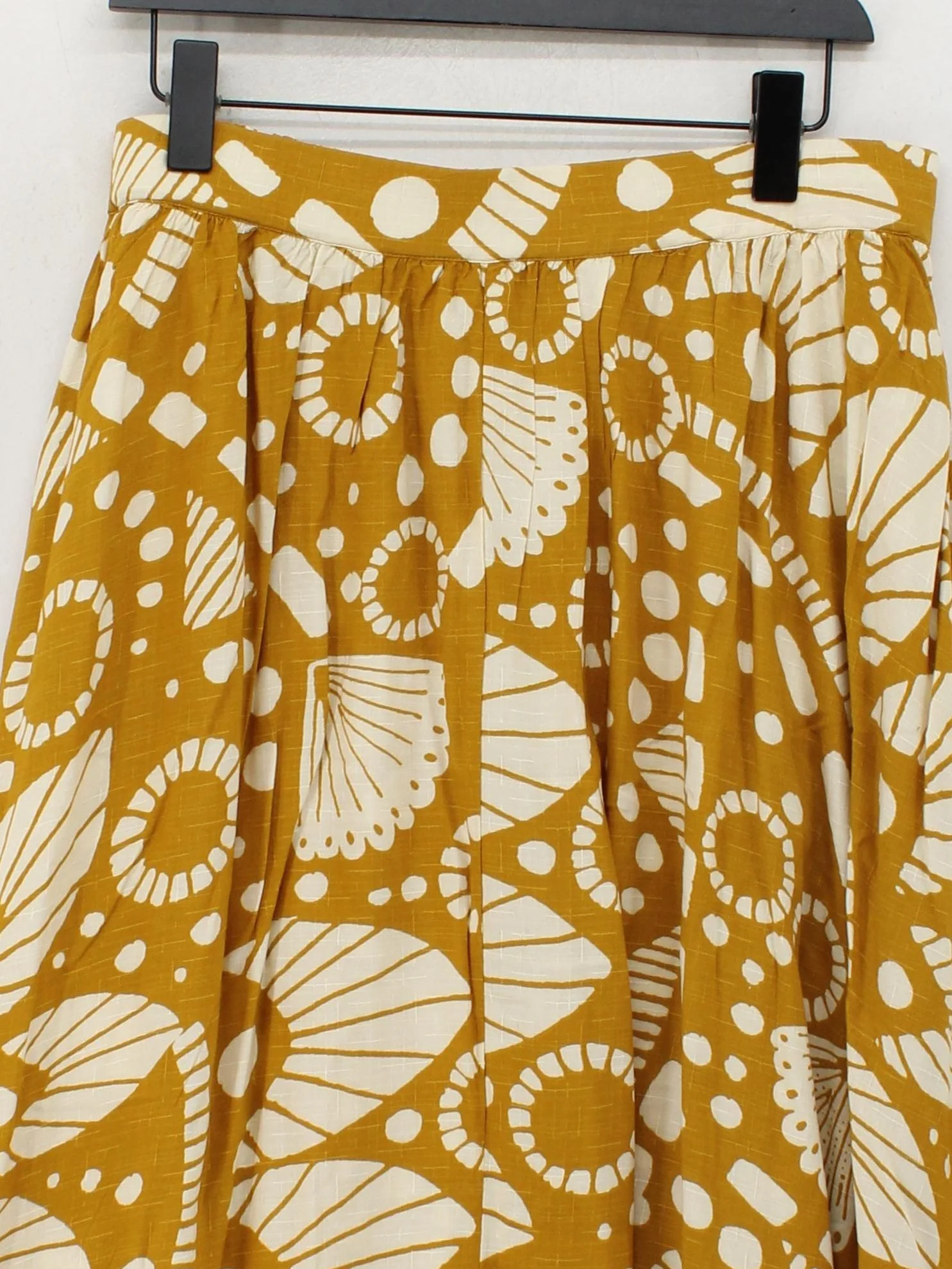 White Stuff Women's Maxi Skirt UK 16 Yellow Geometric 100% Cotton Long Maxi - Image 3