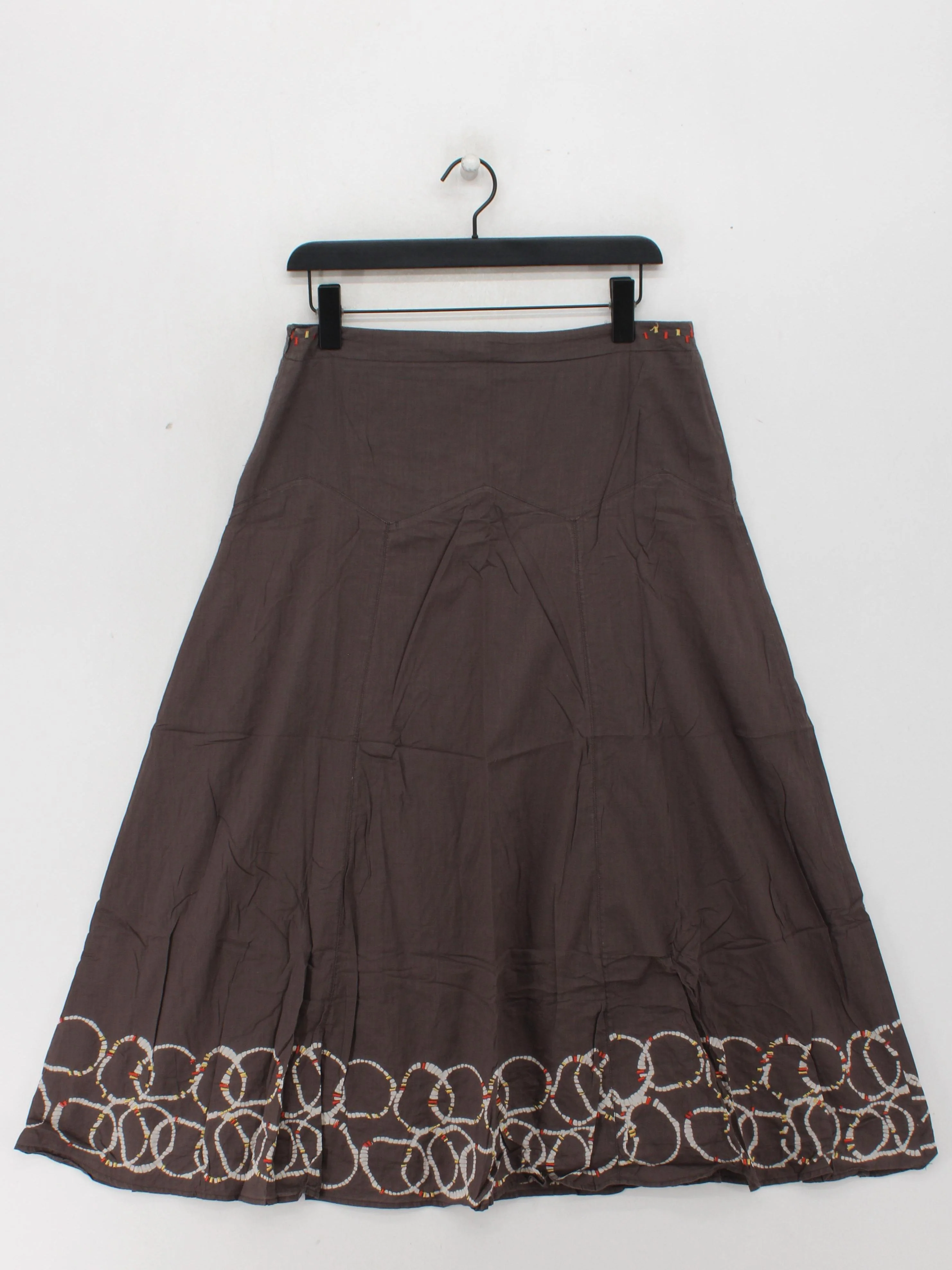 White Stuff Women's Midi Skirt S Brown 100% Cotton Midi A-Line - Image 2