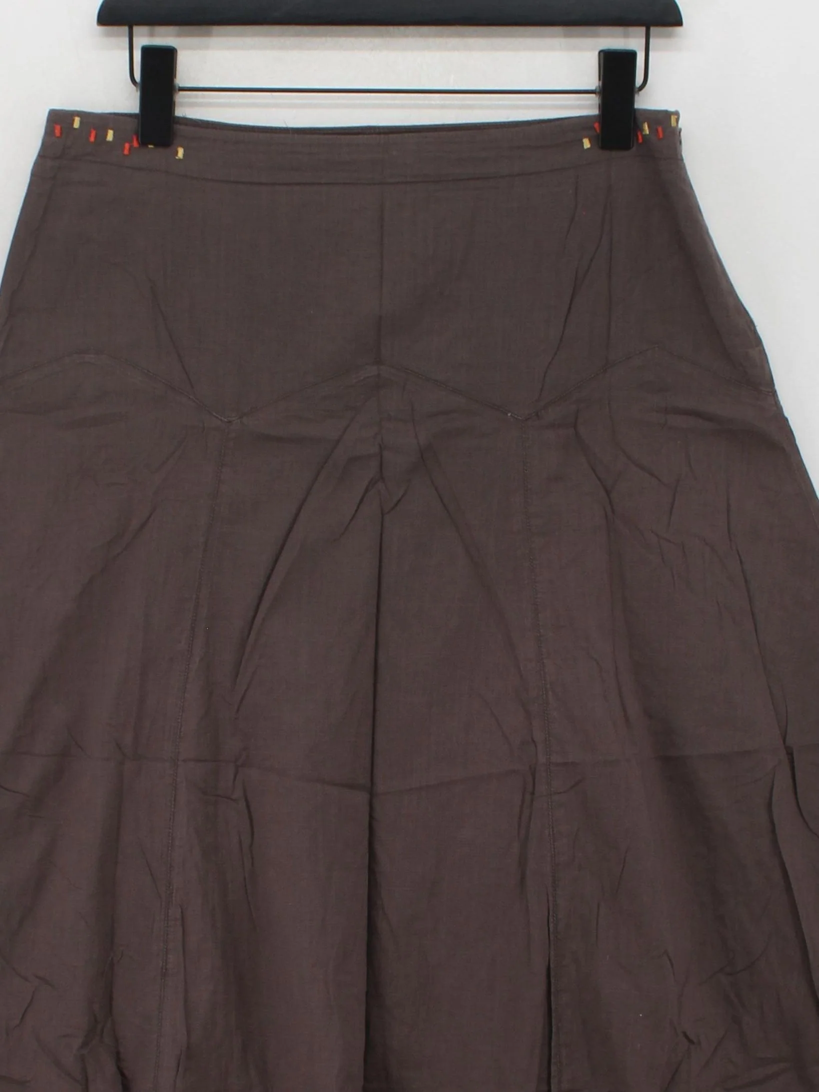 White Stuff Women's Midi Skirt S Brown 100% Cotton Midi A-Line - Image 3