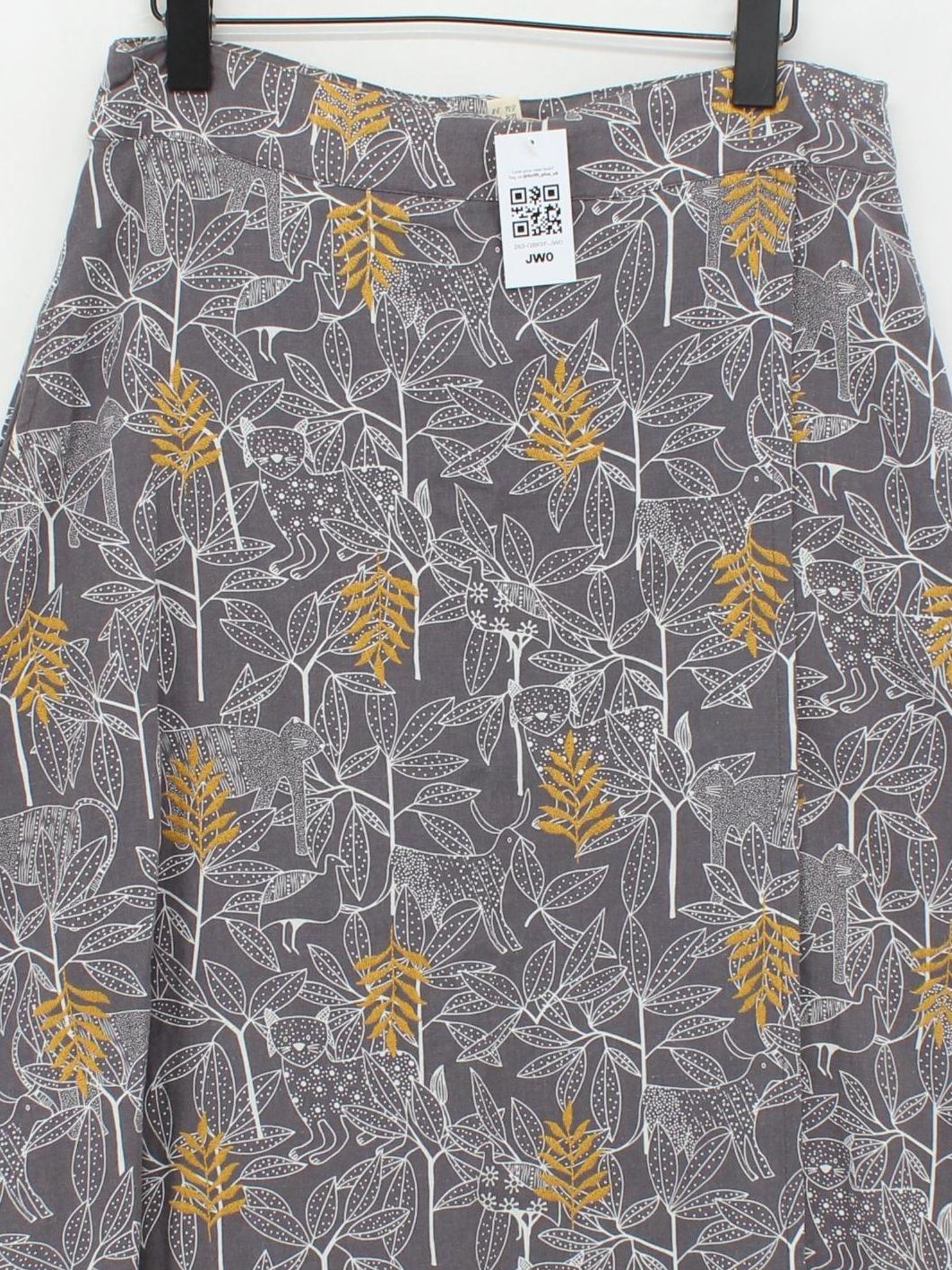 White Stuff Women's Midi Skirt UK 10 Grey Floral Linen with Viscose Midi A-Line - Image 3