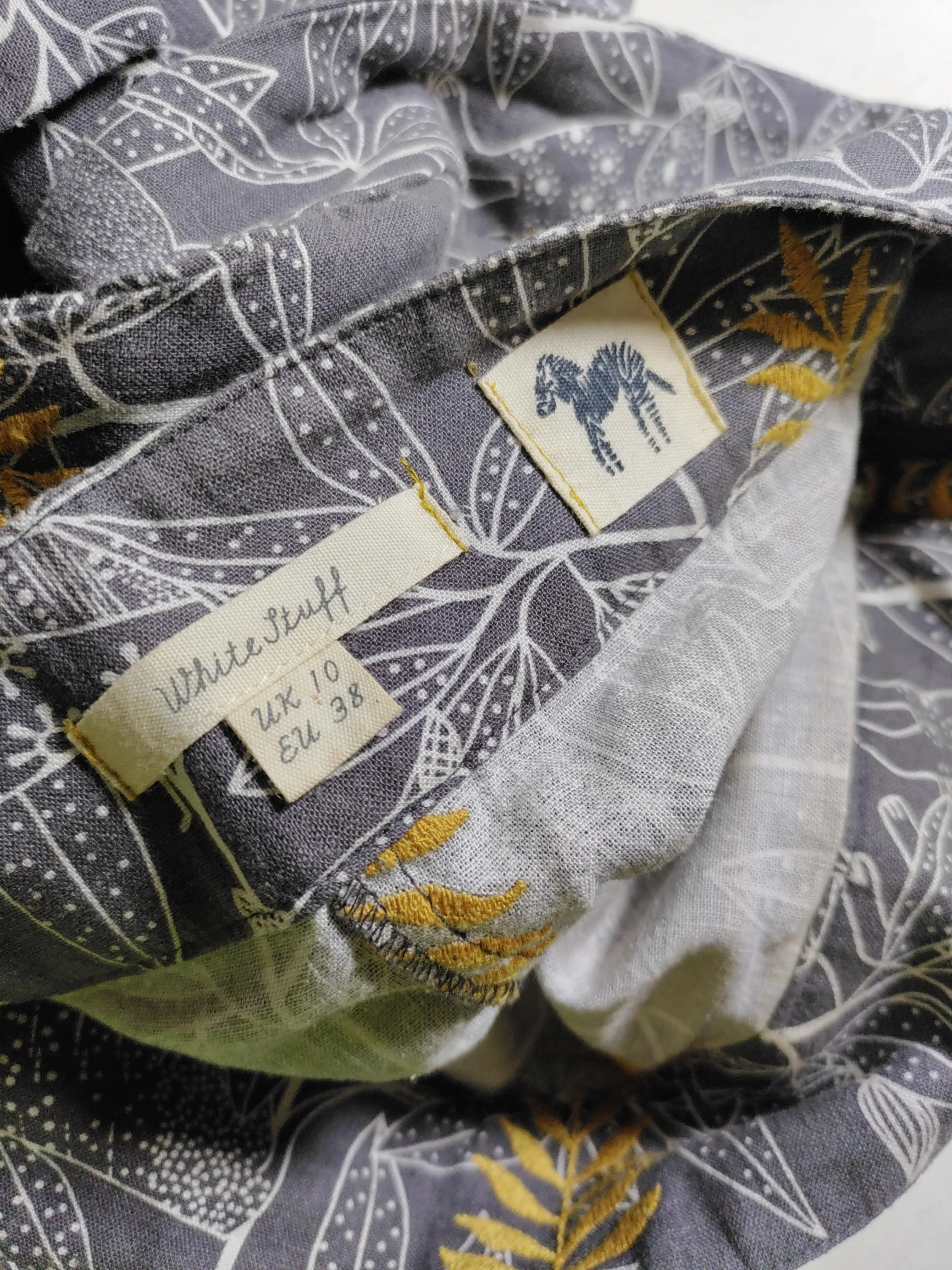 White Stuff Women's Midi Skirt UK 10 Grey Floral Linen with Viscose Midi A-Line - Image 5