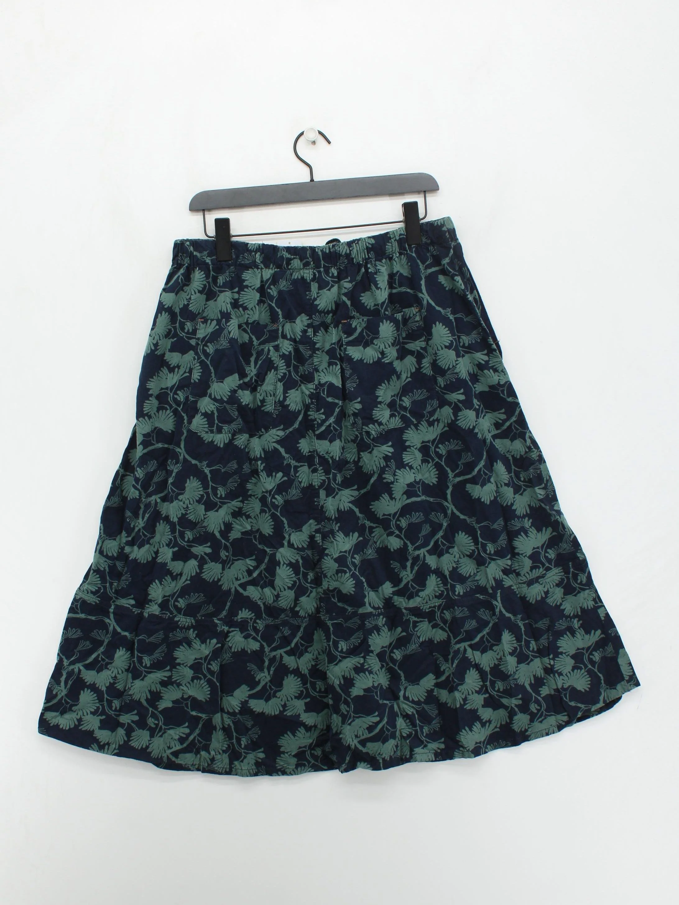White Stuff Women's Midi Skirt UK 14 Blue Floral 100% Cotton Midi A-Line - Image 2