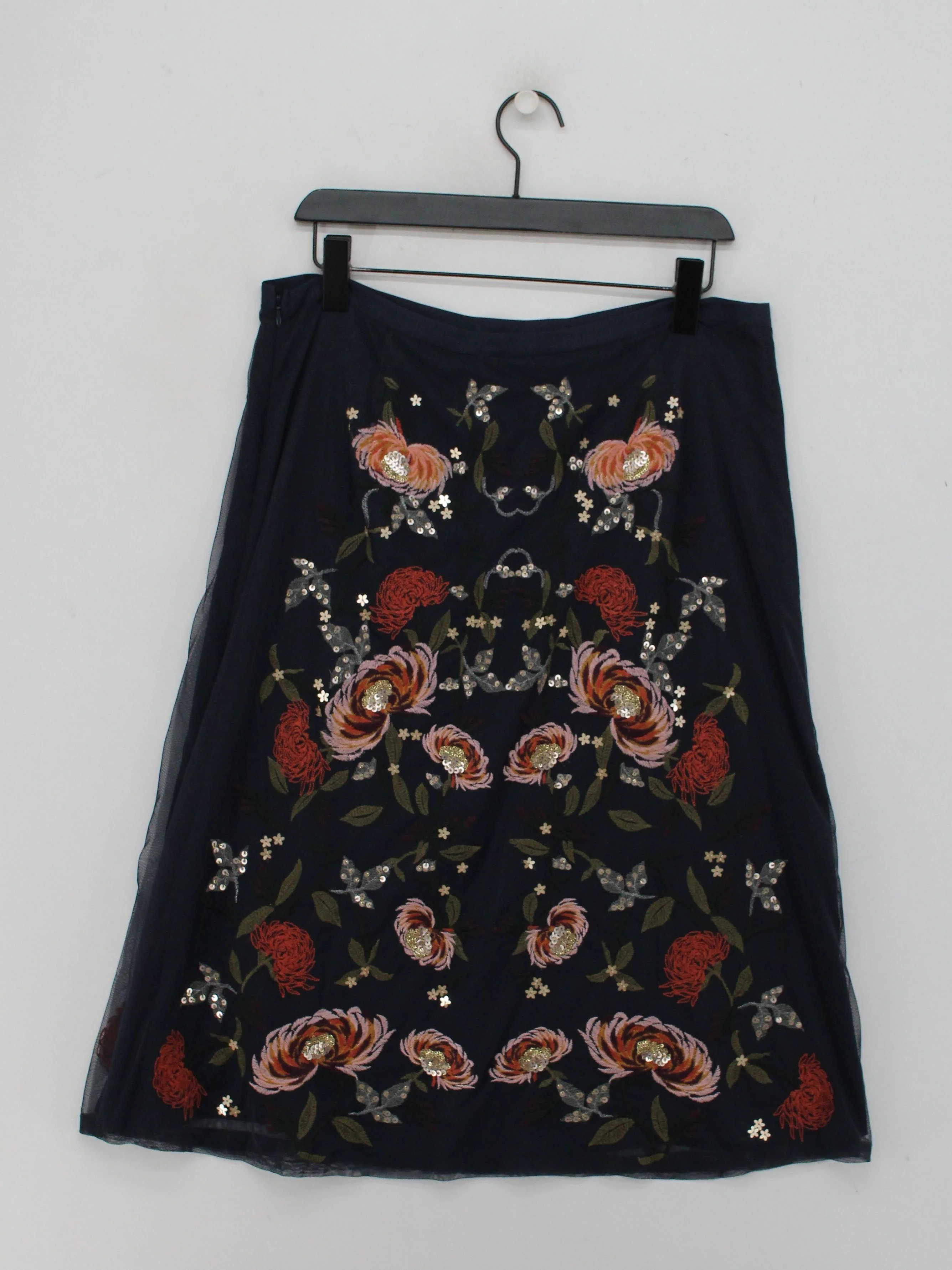White Stuff Women's Midi Skirt UK 16 Blue Nylon with Polyester A-Line - Image 2
