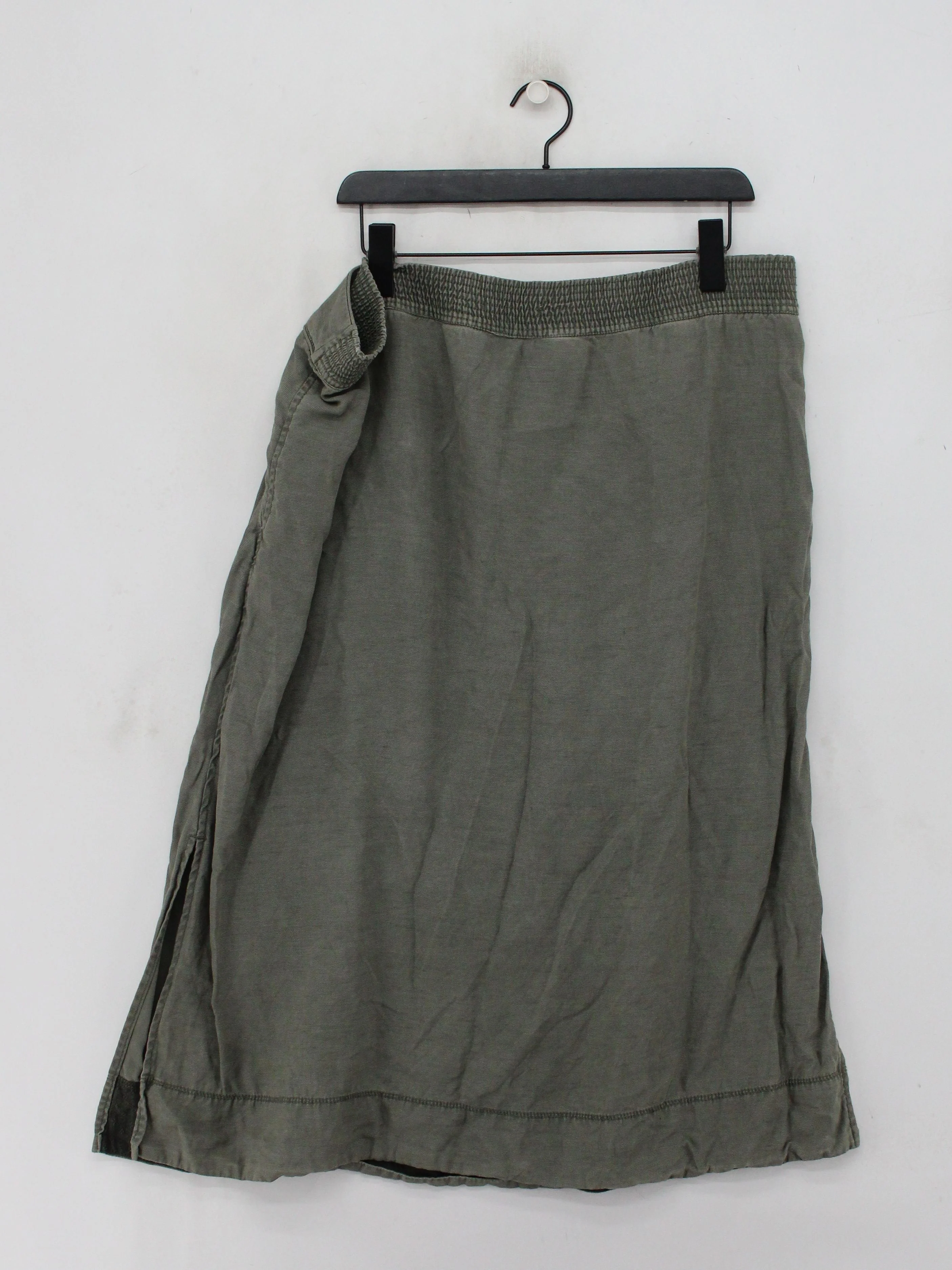 White Stuff Women's Midi Skirt UK 16 Green Lyocell Modal with Linen Midi A-Line - Image 2