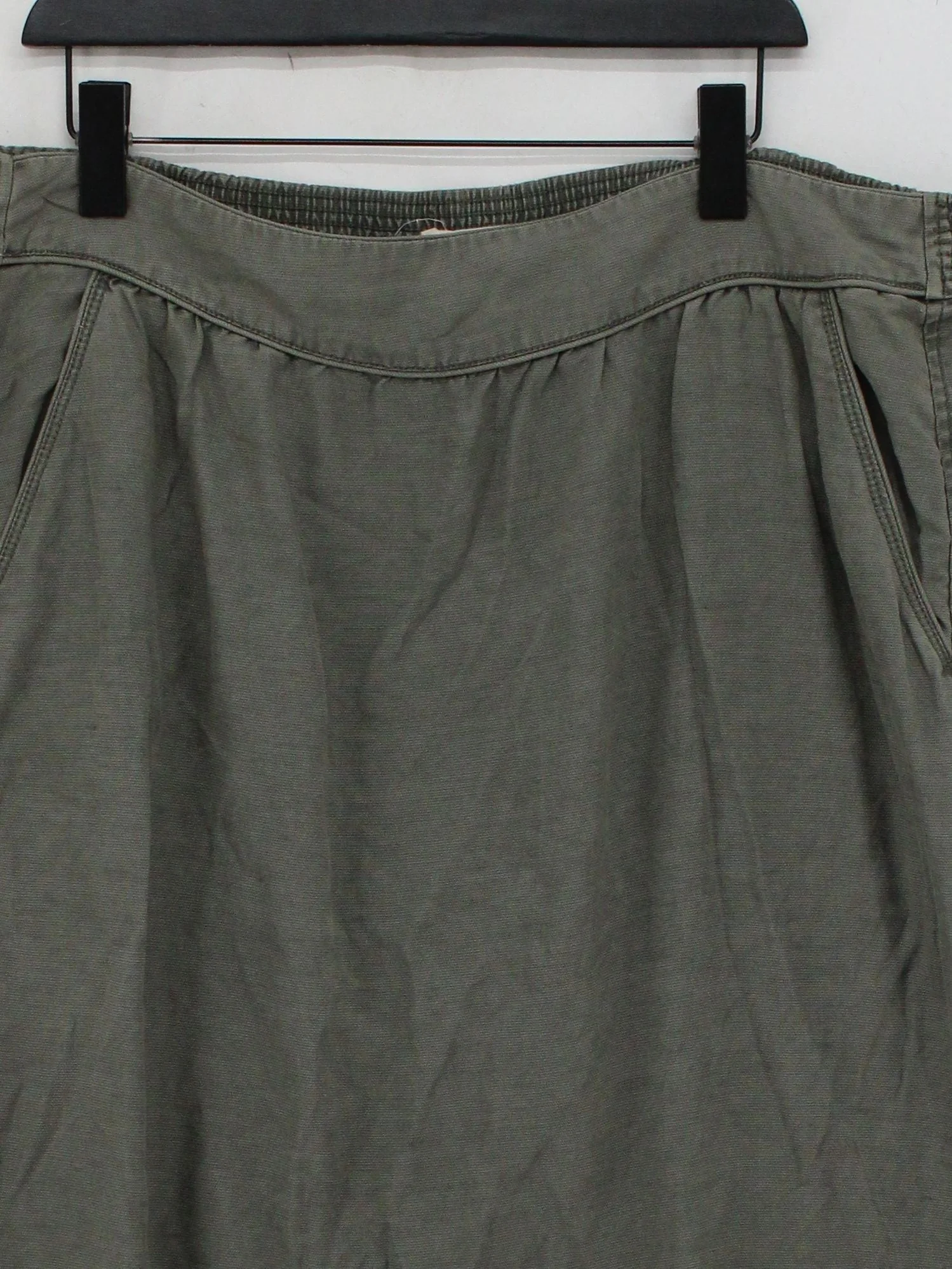 White Stuff Women's Midi Skirt UK 16 Green Lyocell Modal with Linen Midi A-Line - Image 3