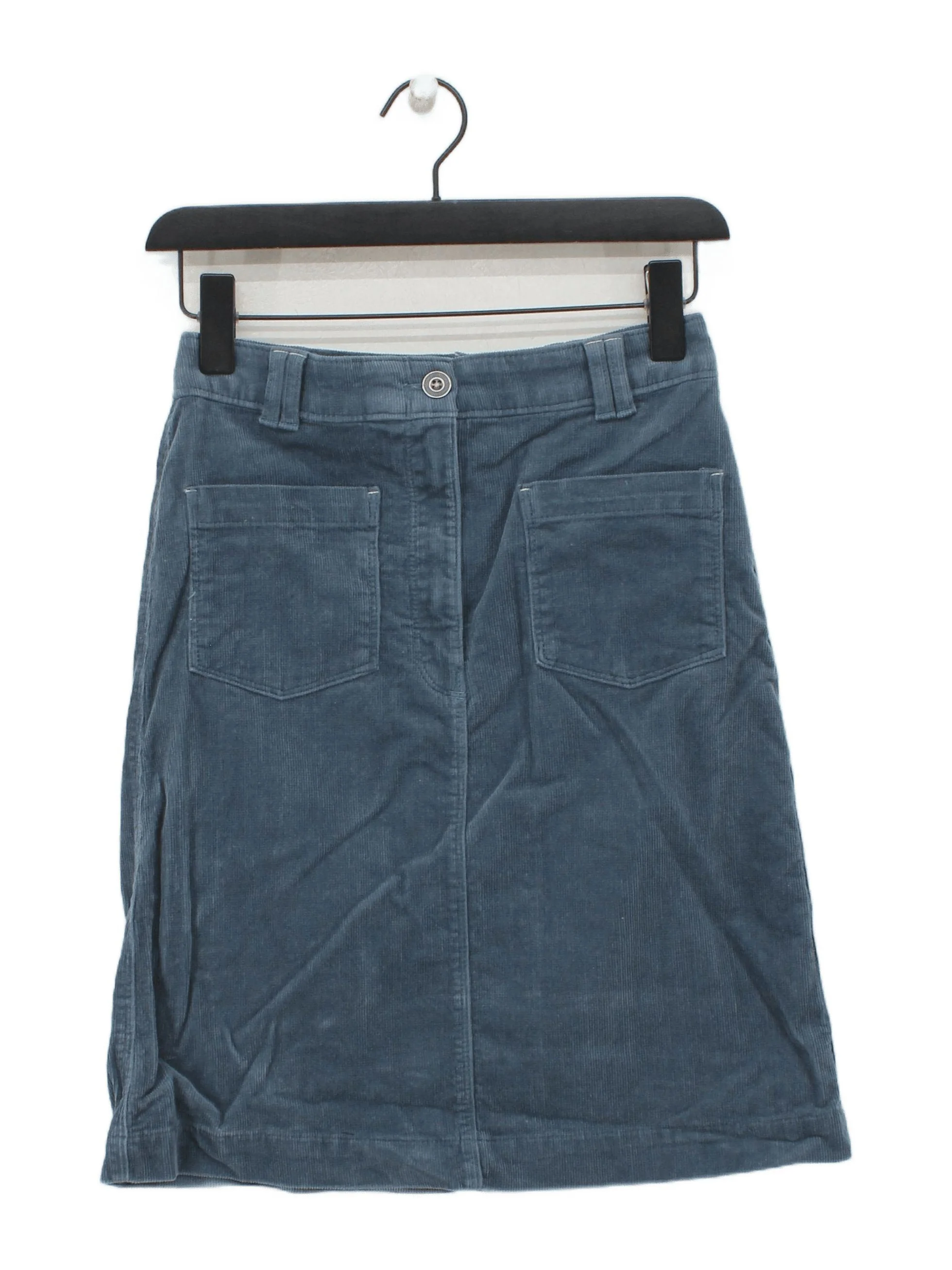 White Stuff Women's Midi Skirt UK 6 Blue Cotton with Elastane Straight & Pencil