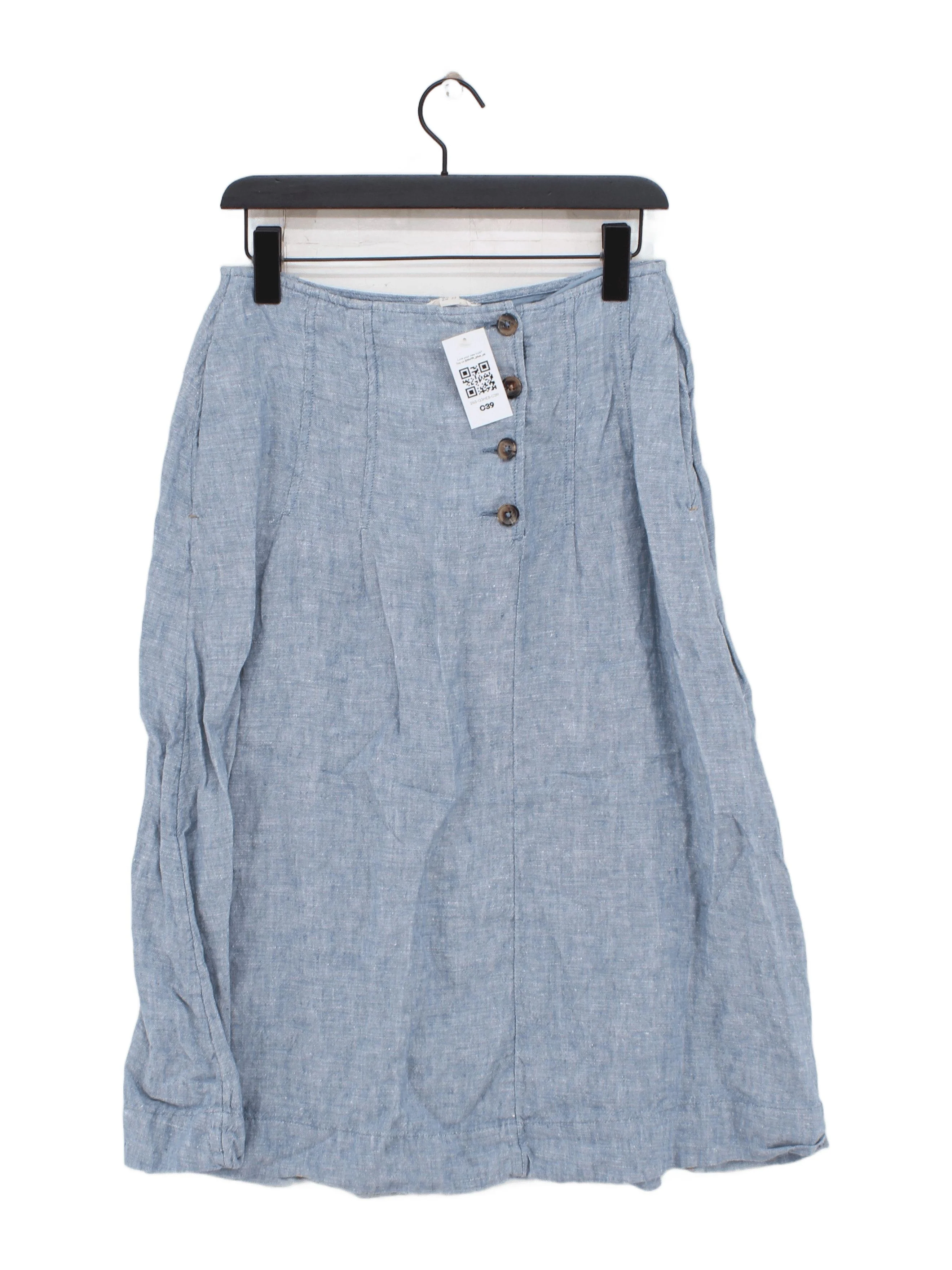 White Stuff Women's Mini Skirt UK 10 Blue 100% Linen Short Mini