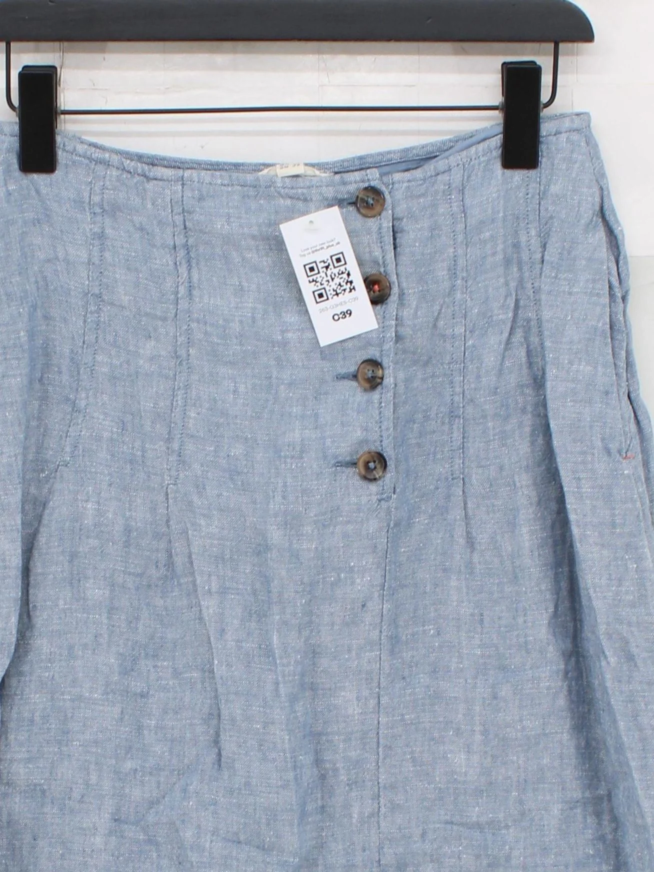 White Stuff Women's Mini Skirt UK 10 Blue 100% Linen Short Mini - Image 3