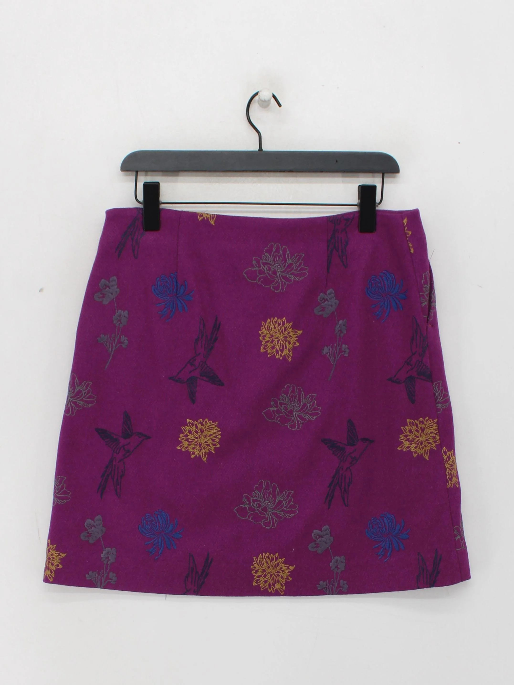 White Stuff Women's Mini Skirt UK 12 Purple Wool with Polyester, Cotton Mini - Image 2