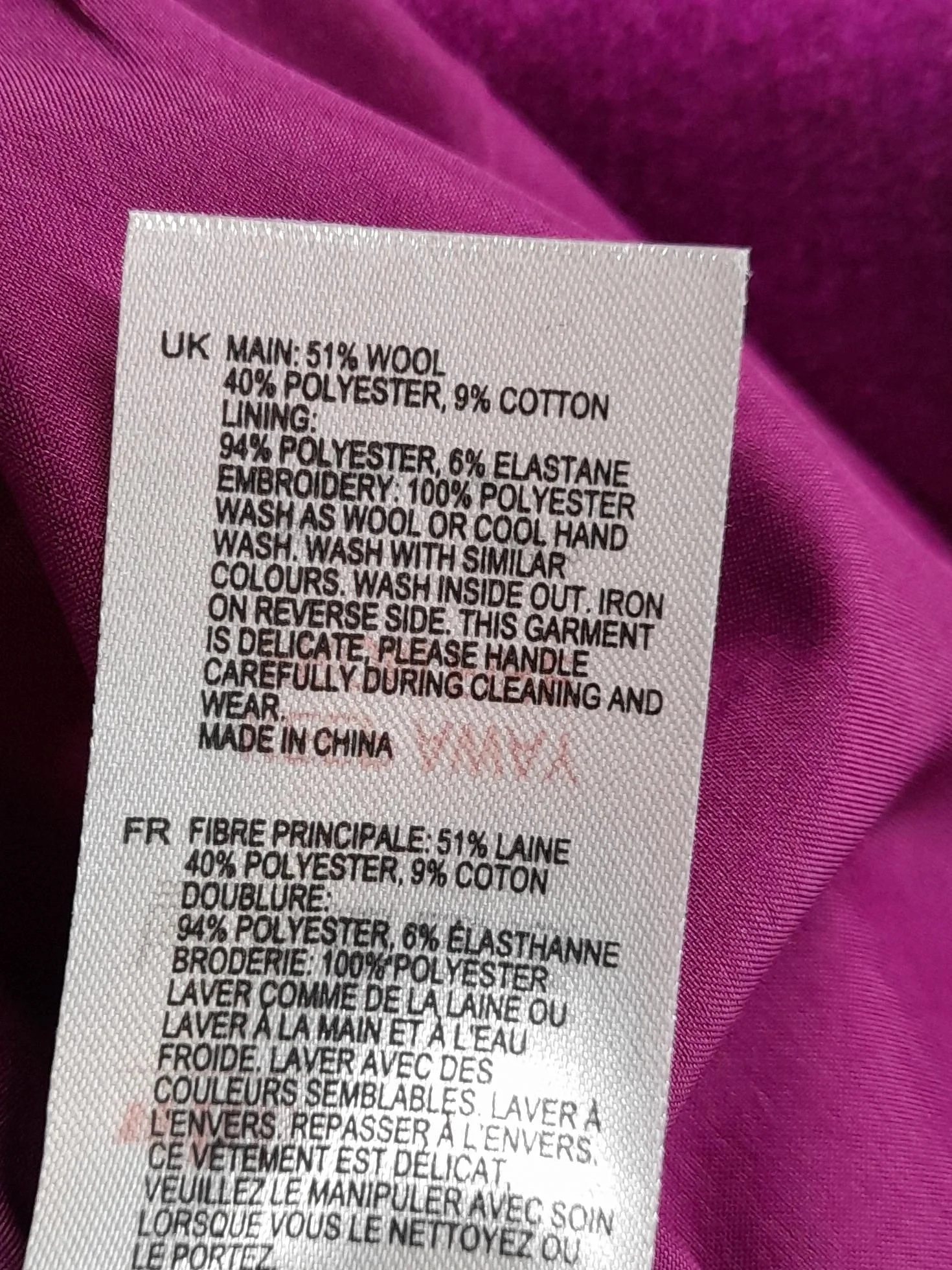 White Stuff Women's Mini Skirt UK 12 Purple Wool with Polyester, Cotton Mini - Image 6