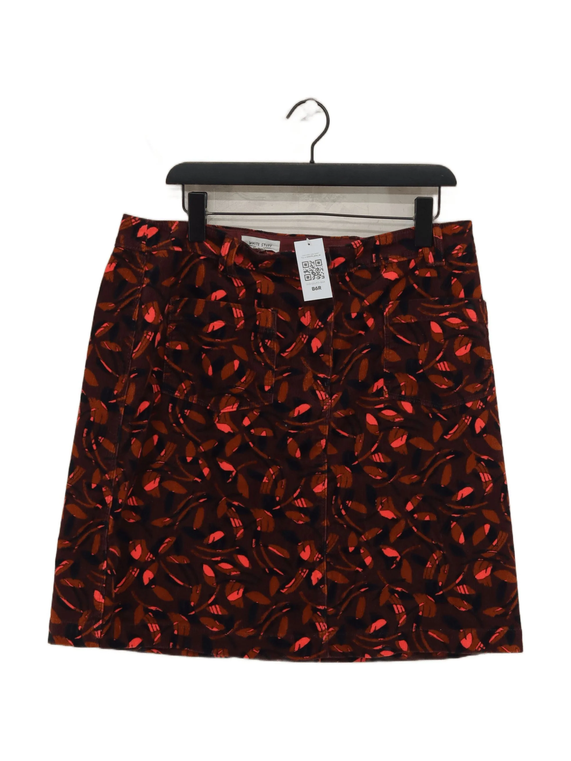 White Stuff Women's Mini Skirt UK 16 Brown Cotton with Elastane Mini