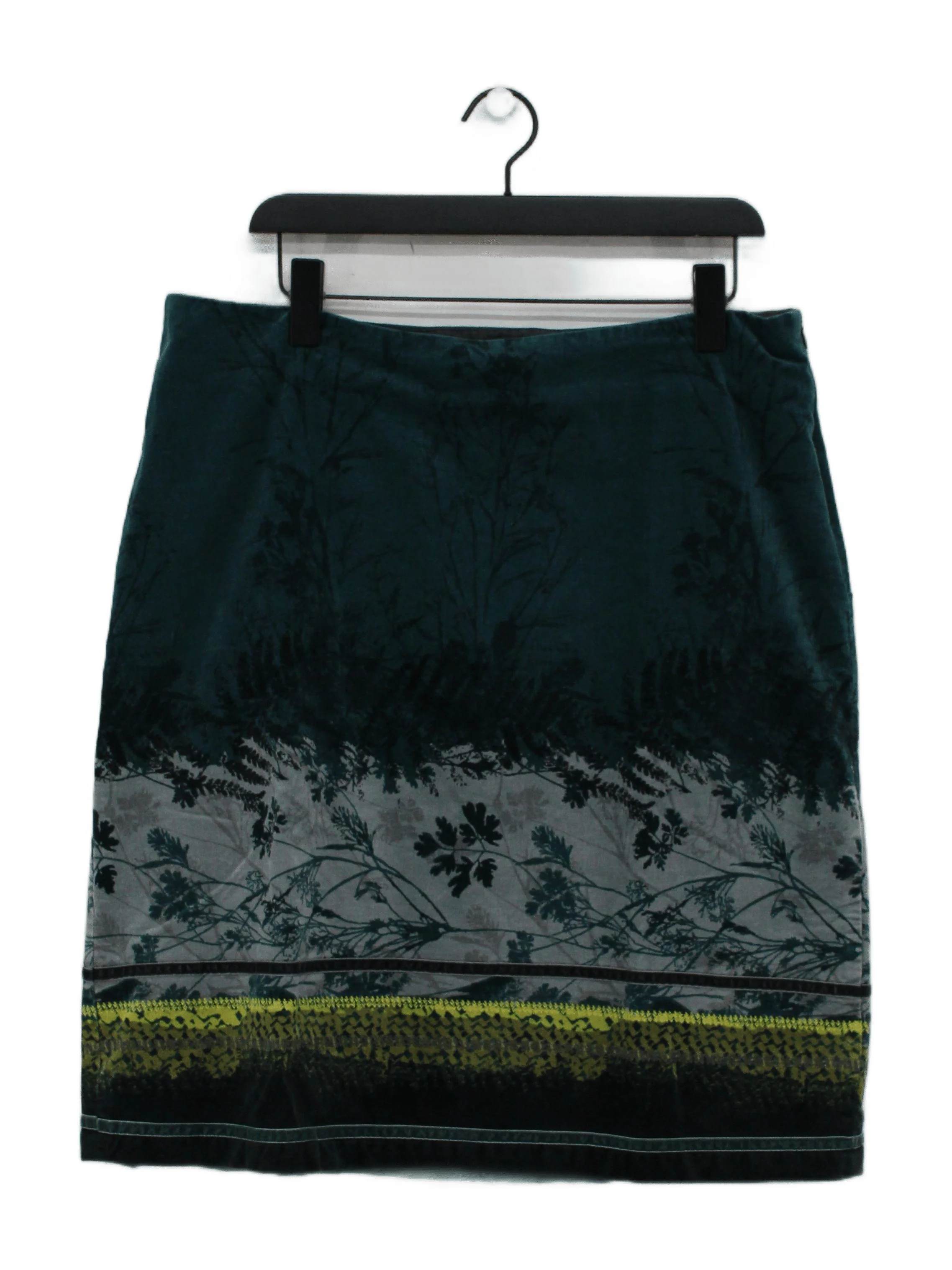 White Stuff Women's Mini Skirt UK 18 Green Cotton with Elastane, Polyester Mini