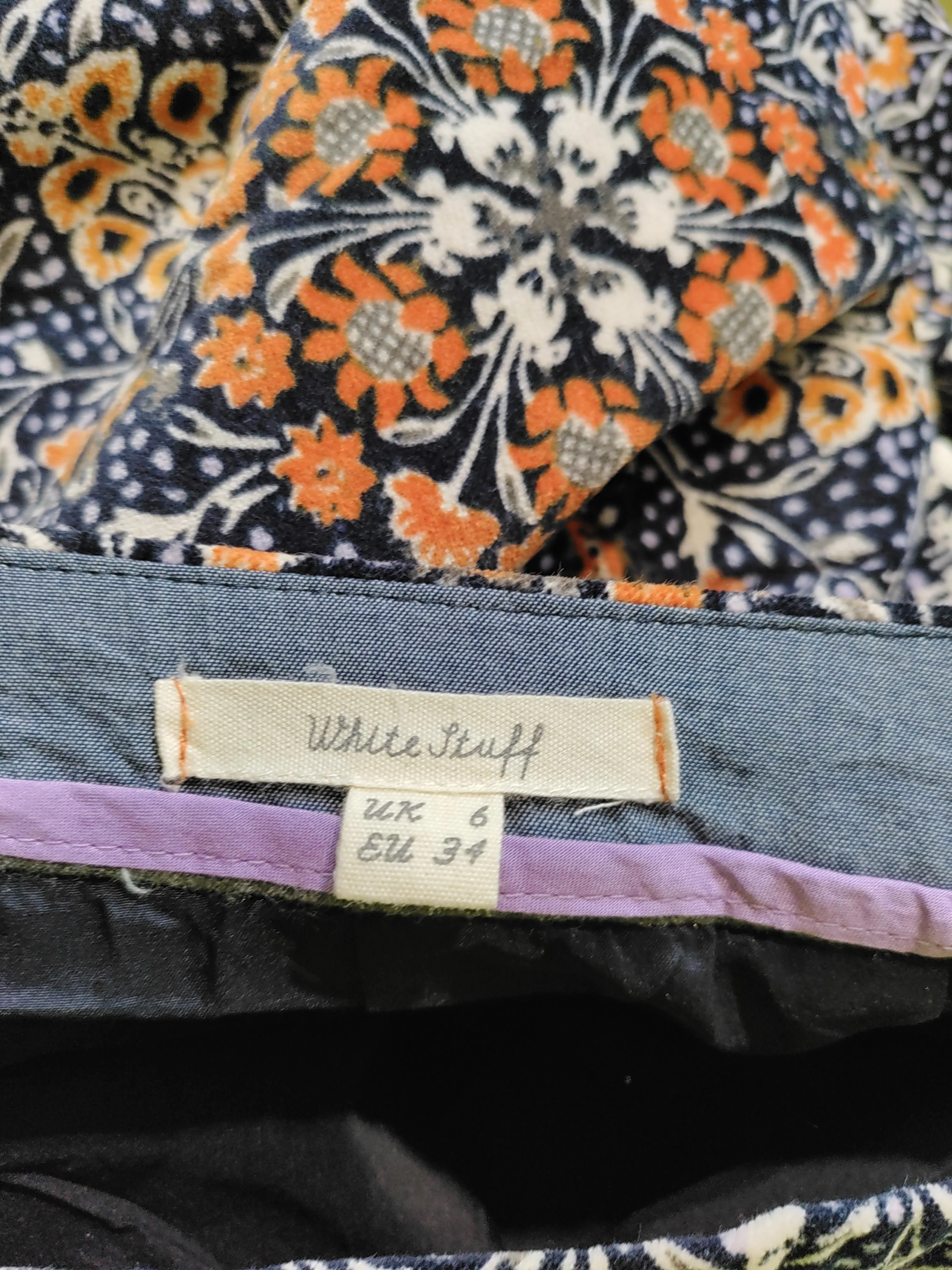 White Stuff Women's Mini Skirt UK 6 Blue Floral Cotton with Elastane Short Mini - Image 5