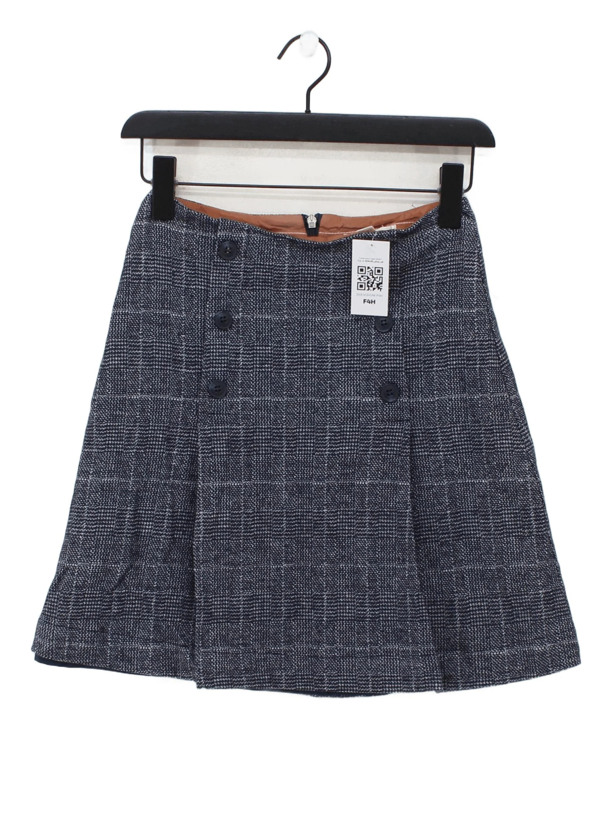 White Stuff Women's Mini Skirt UK 6 Blue Wool with Polyester, Elastane Mini