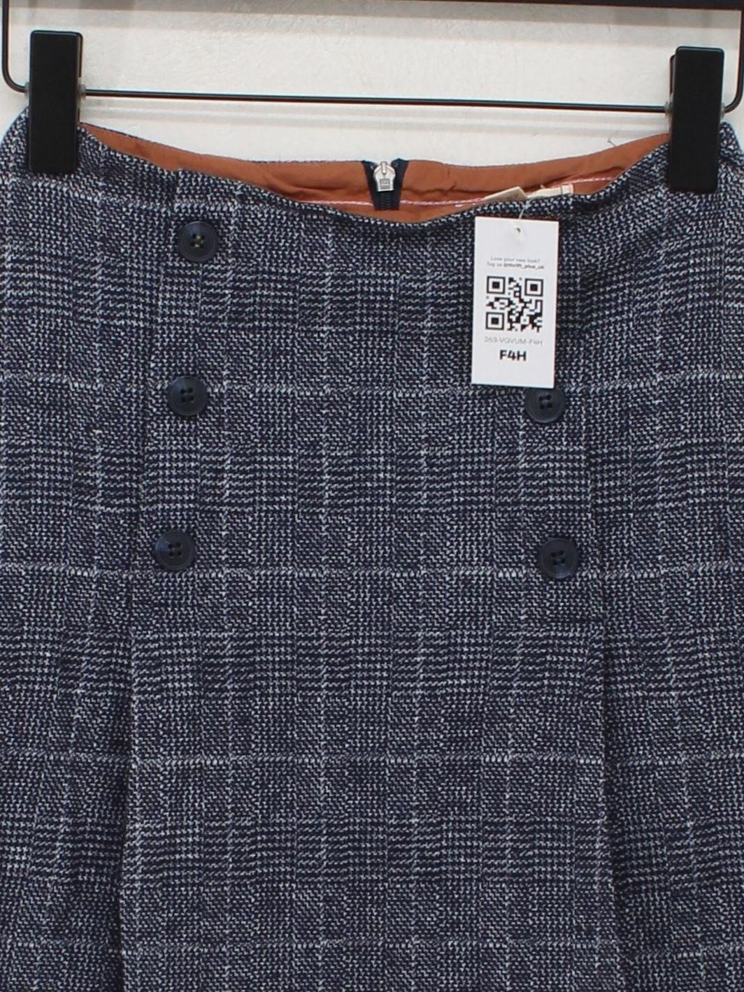 White Stuff Women's Mini Skirt UK 6 Blue Wool with Polyester, Elastane Mini - Image 3