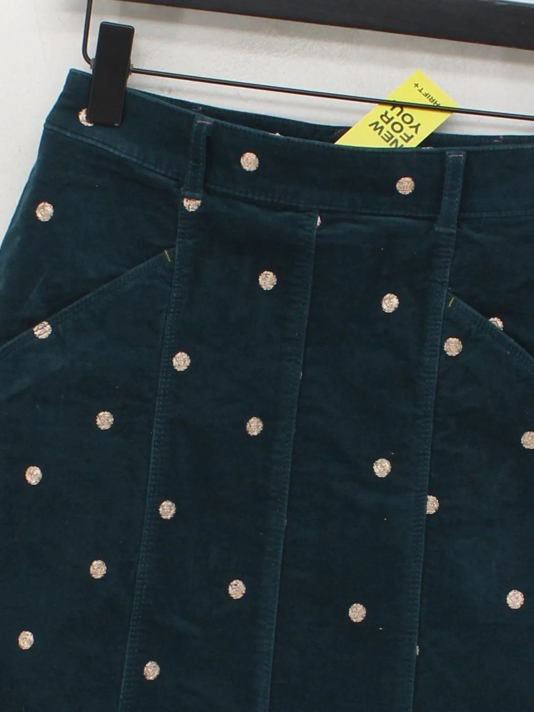 White Stuff Women's Mini Skirt UK 6 Green Cotton with Elastane, Polyester Mini - Image 3