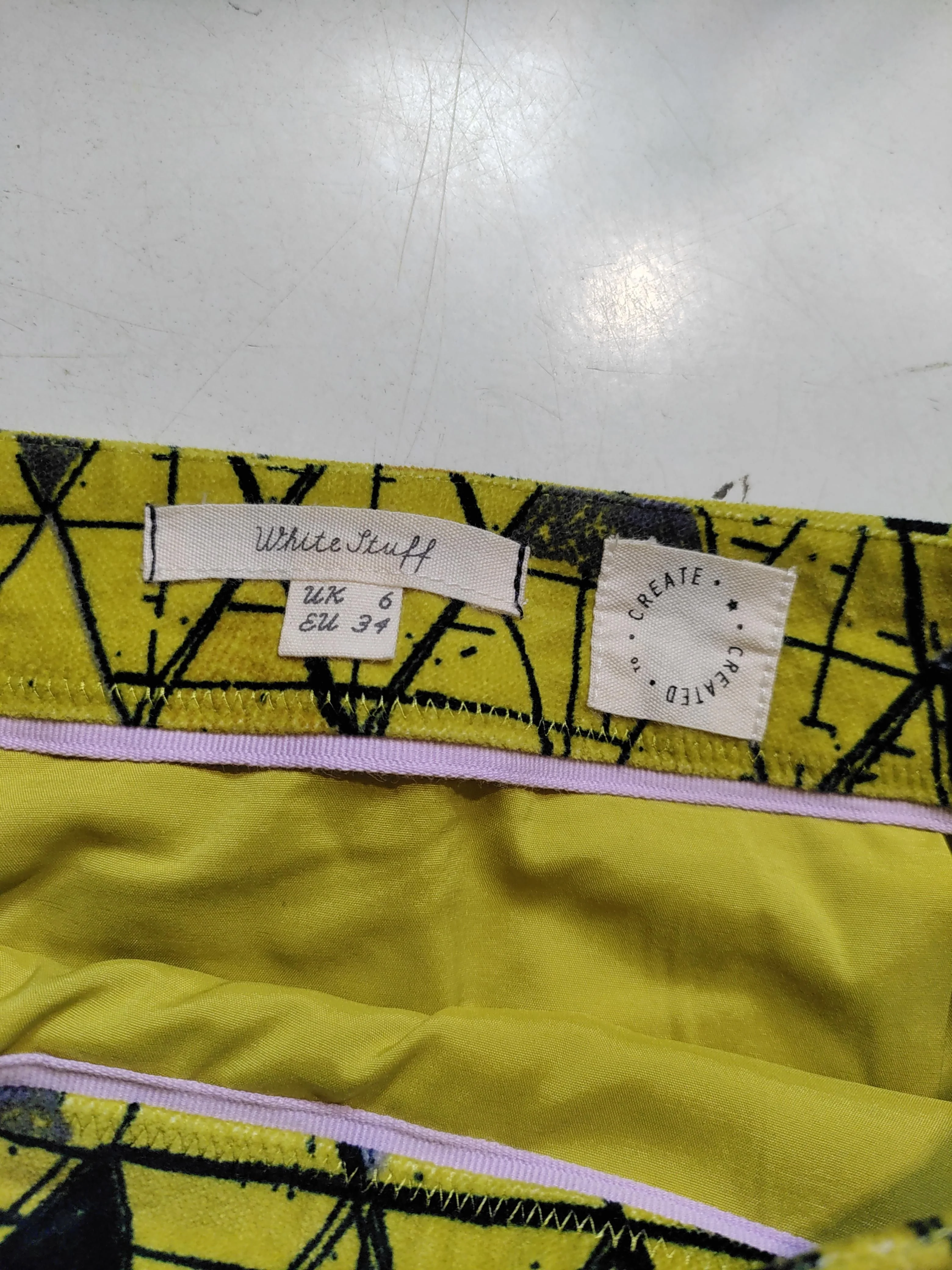 White Stuff Women's Mini Skirt UK 6 Yellow Cotton with Elastane Mini - Image 5