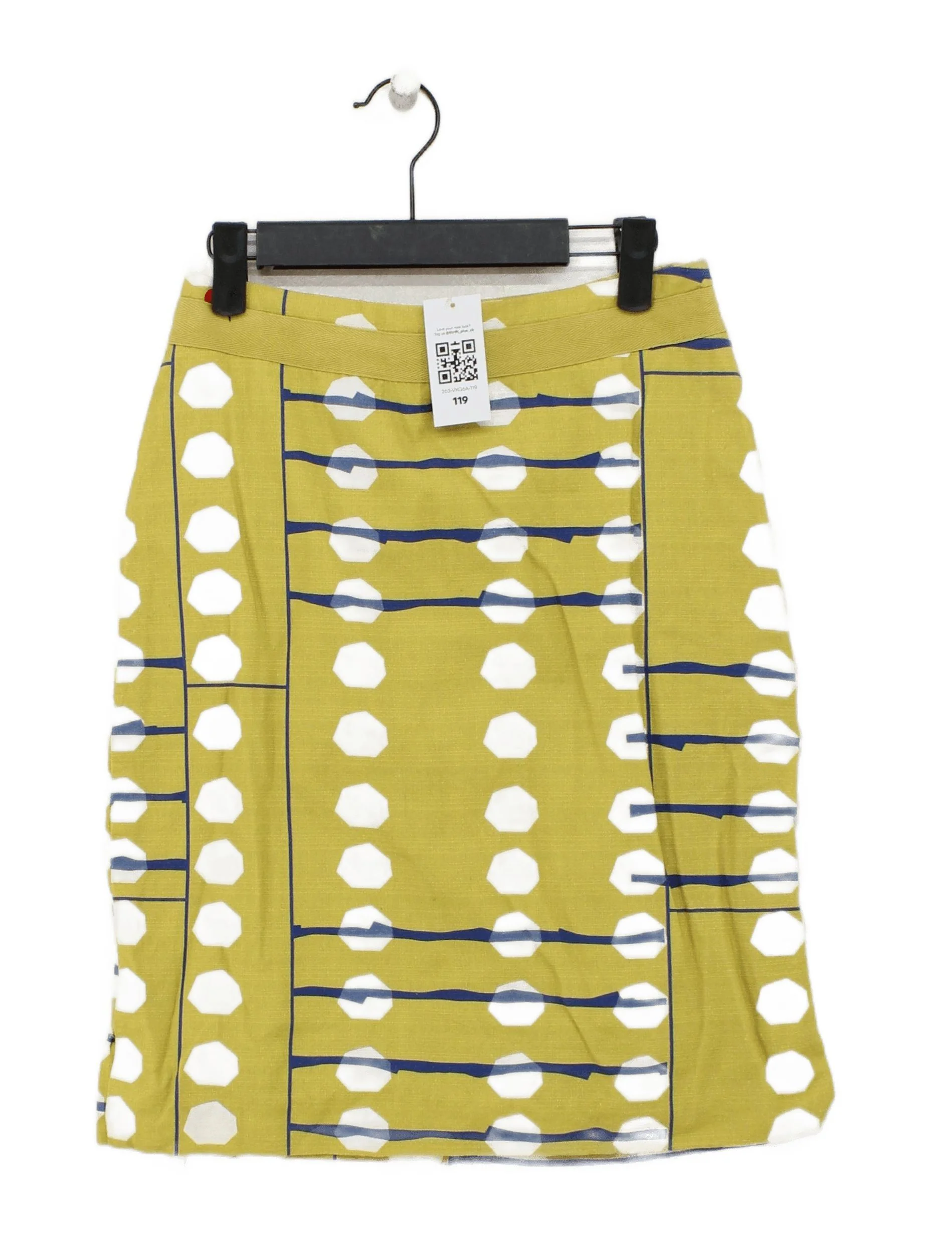 White Stuff Women's Mini Skirt UK 6 Yellow Geometric 100% Cotton Short Mini
