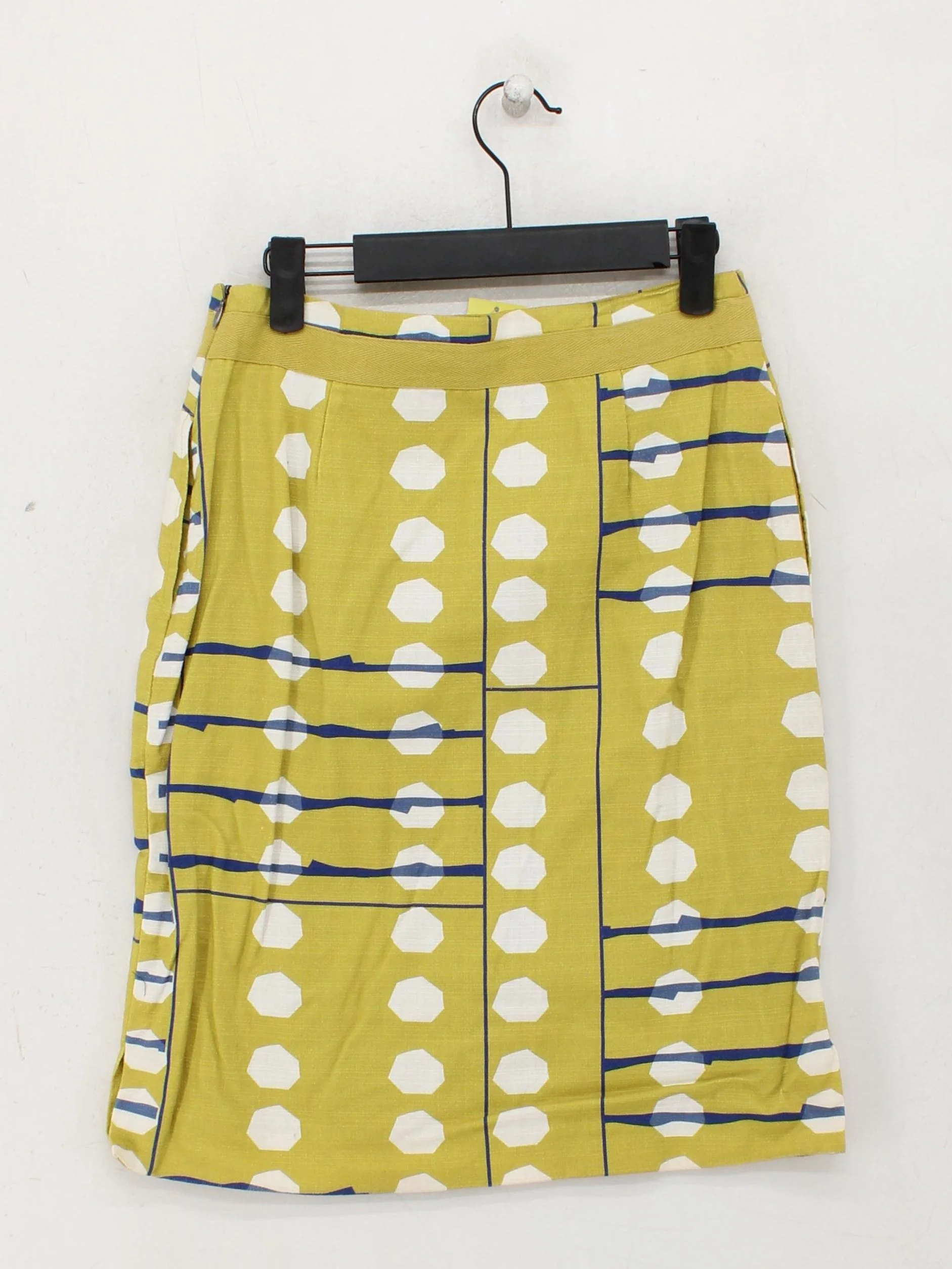 White Stuff Women's Mini Skirt UK 6 Yellow Geometric 100% Cotton Short Mini - Image 2