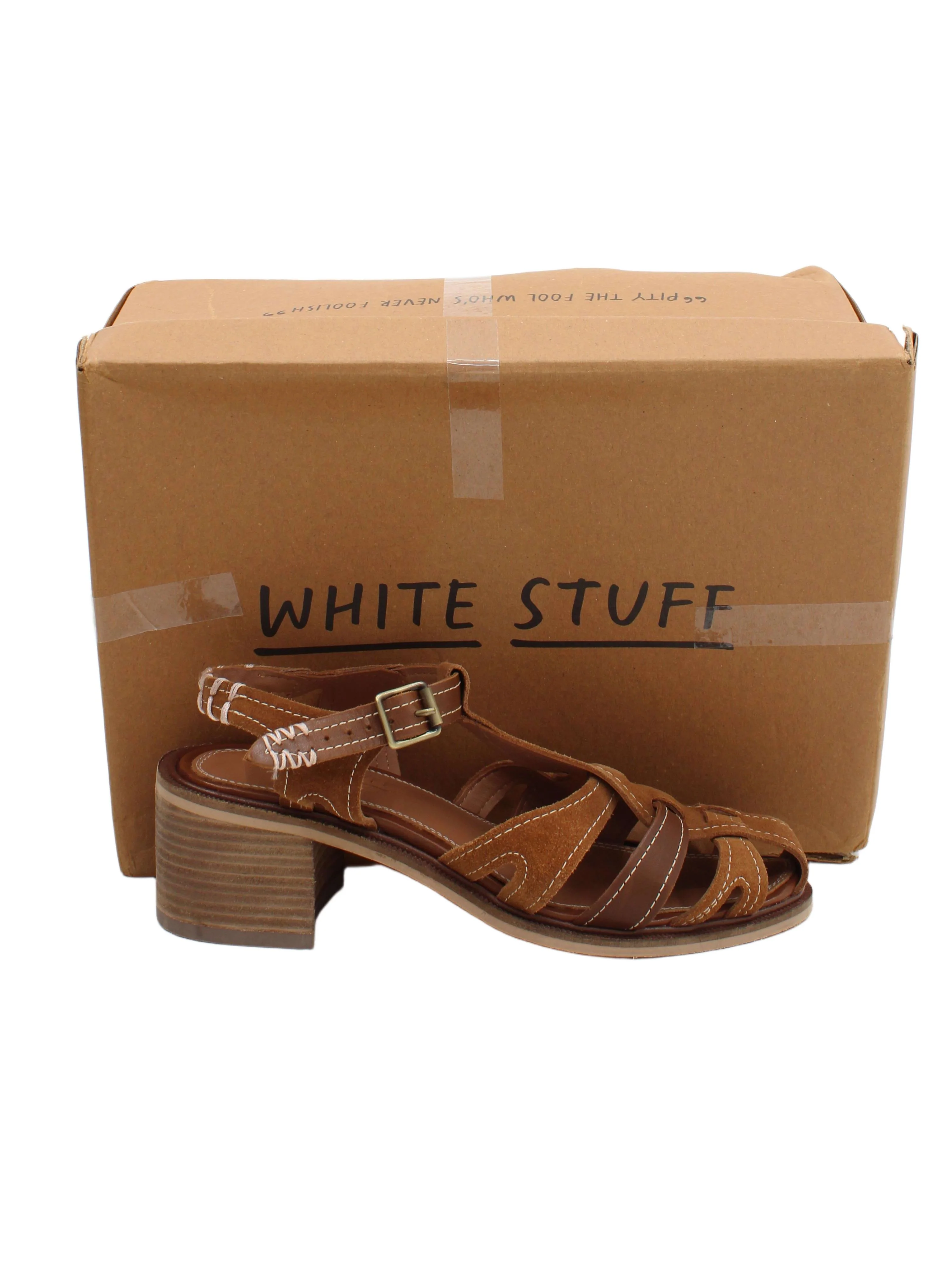 White Stuff Women's Sandals UK 6 Tan Suede with Leather Strappy