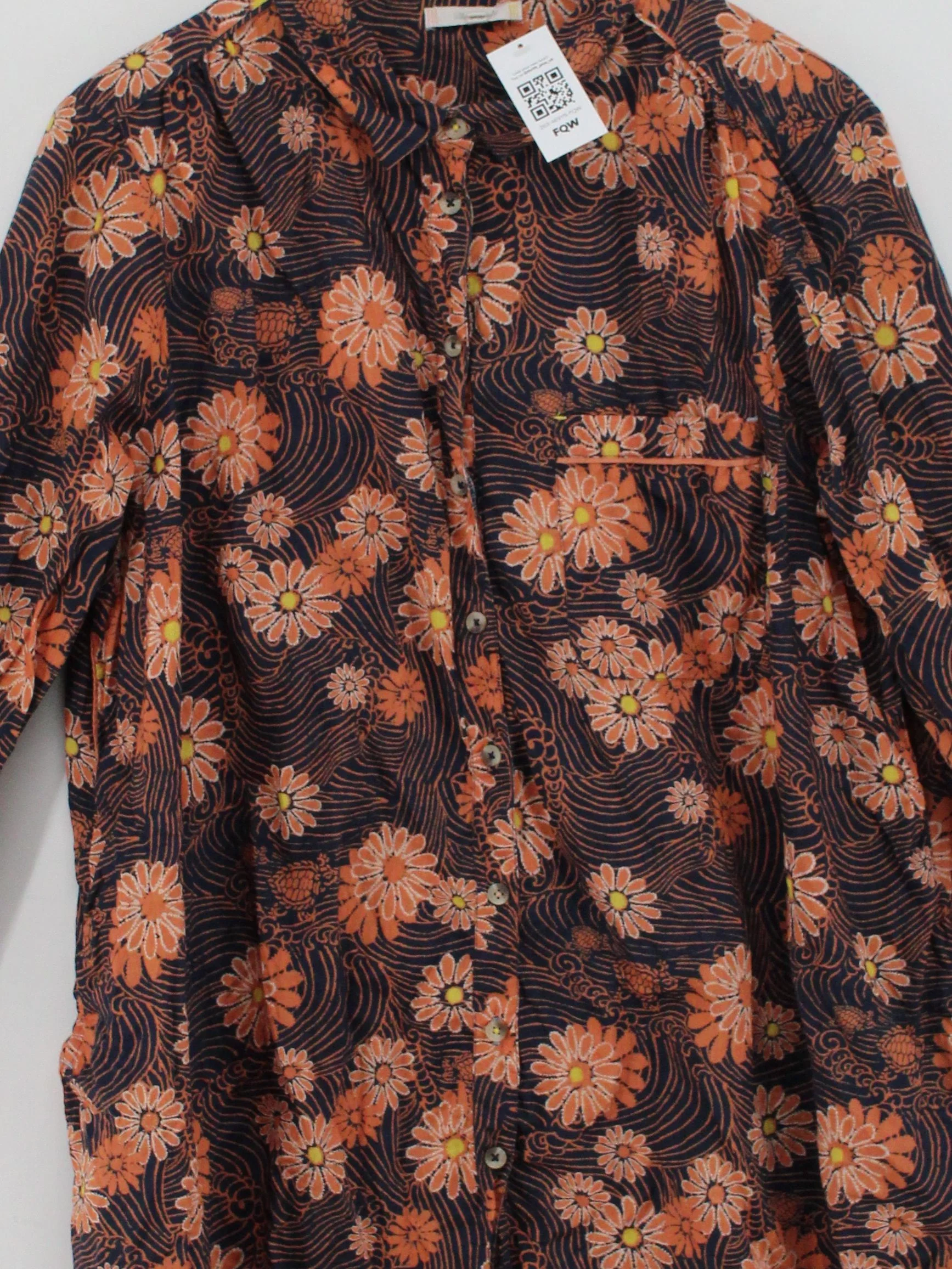 White Stuff Women's Shirt L Multi Floral 100% Cotton Long Sleeve Collared Basic - Image 3