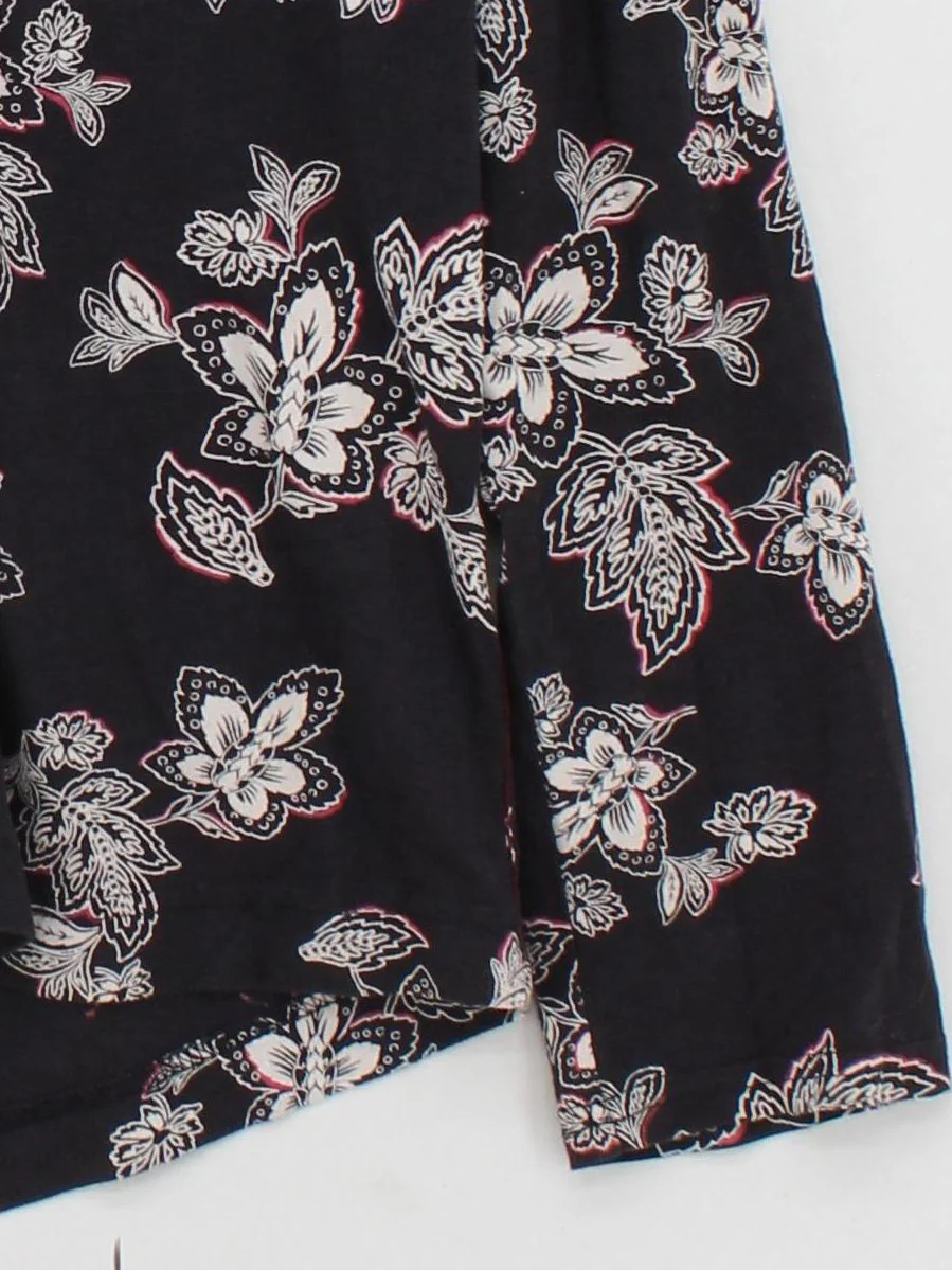 White Stuff Women's Shirt M Black Floral 100% Cotton Long Sleeve Collared Basic - Image 4