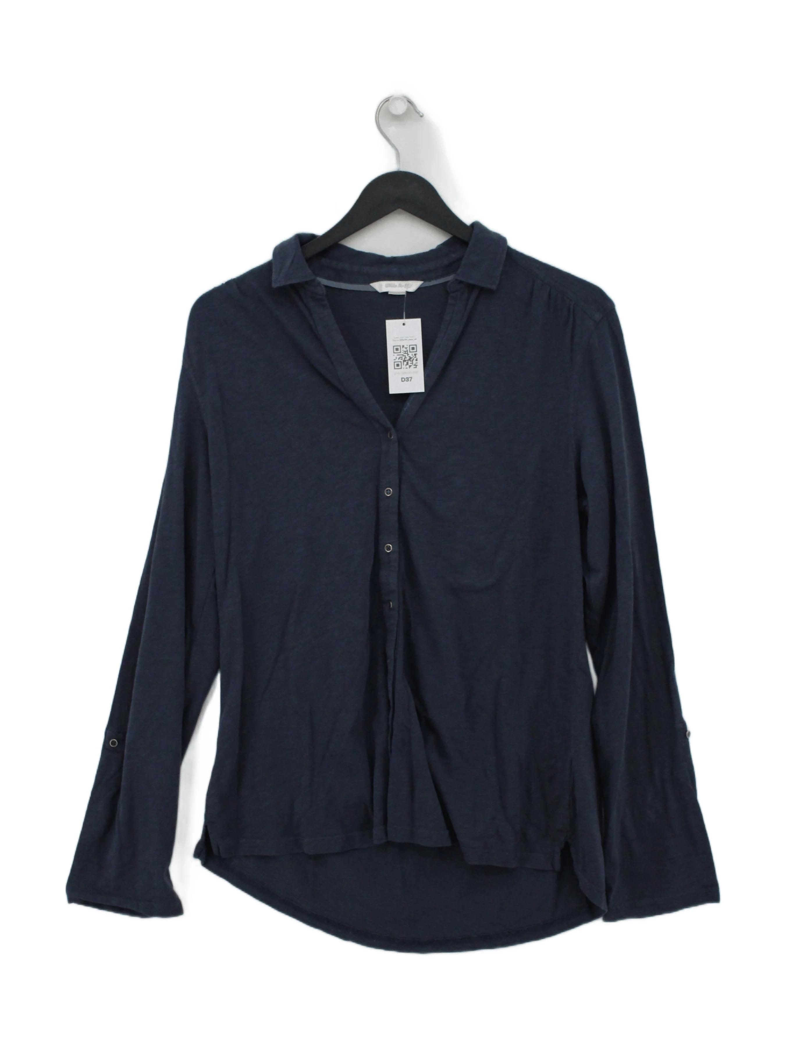 White Stuff Women's Shirt M Blue 100% Cotton Long Sleeve Collared Basic