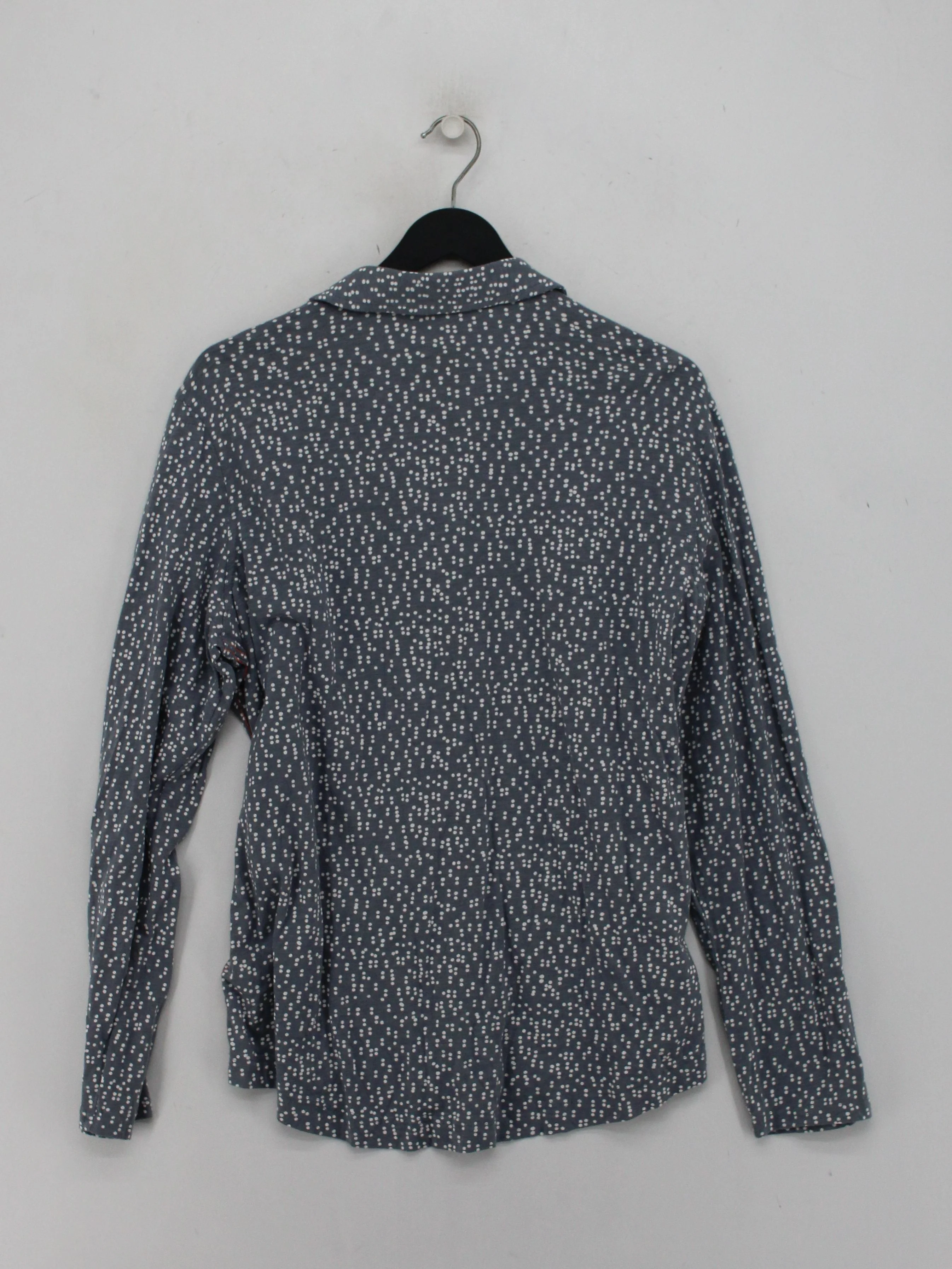 White Stuff Women's Shirt M Blue Polkadot 100% Cotton Long Sleeve Collared Basic - Image 2
