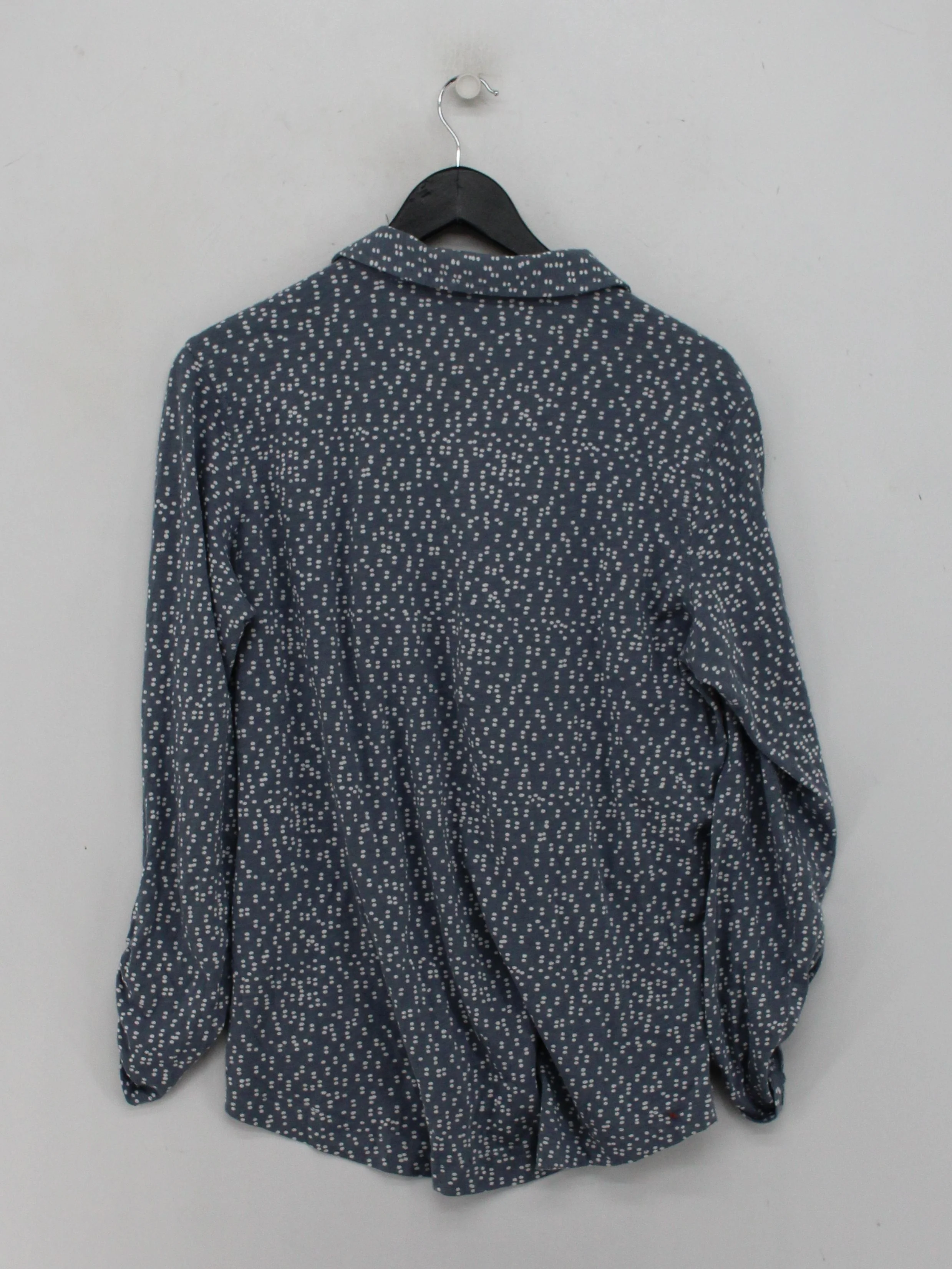 White Stuff Women's Shirt S Blue Polkadot 100% Cotton Long Sleeve Collared Basic - Image 2