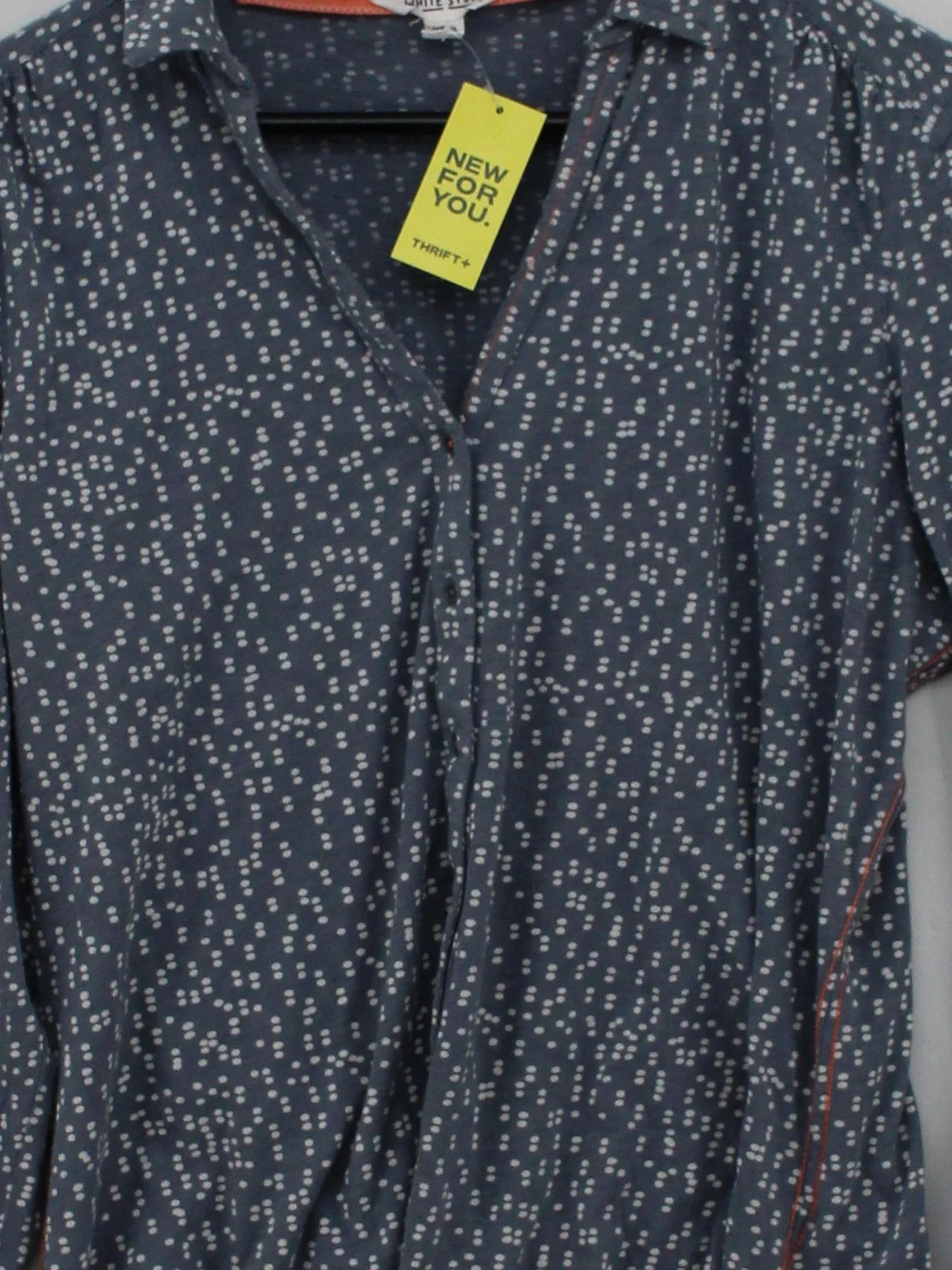 White Stuff Women's Shirt S Blue Polkadot 100% Cotton Long Sleeve Collared Basic - Image 3