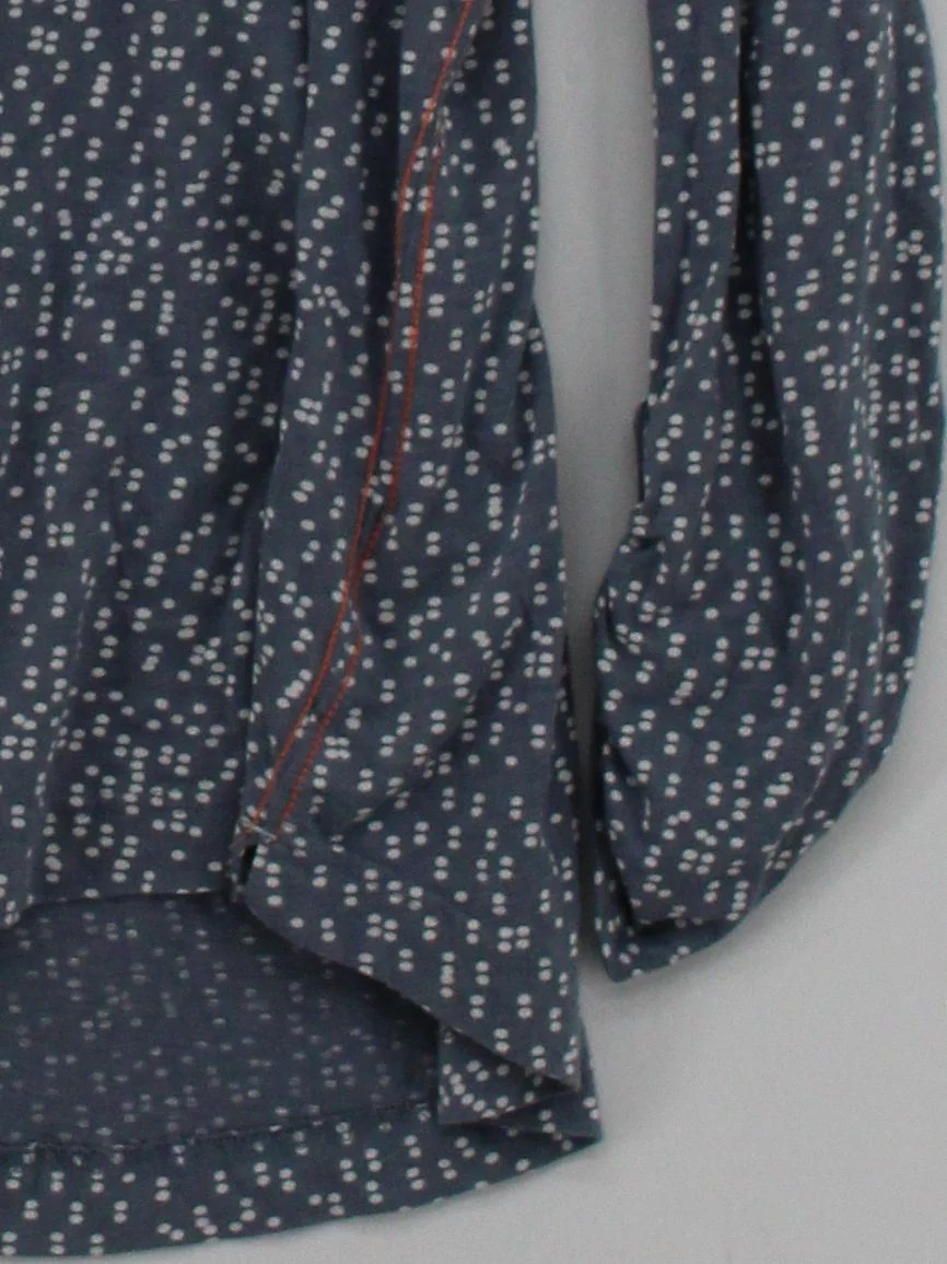 White Stuff Women's Shirt S Blue Polkadot 100% Cotton Long Sleeve Collared Basic - Image 4