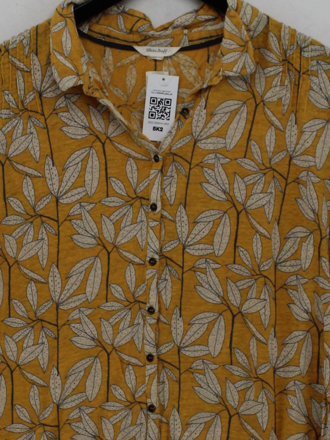 White Stuff Women's Shirt S Yellow Floral 100% Linen Short Sleeve Collared Basic - Image 3