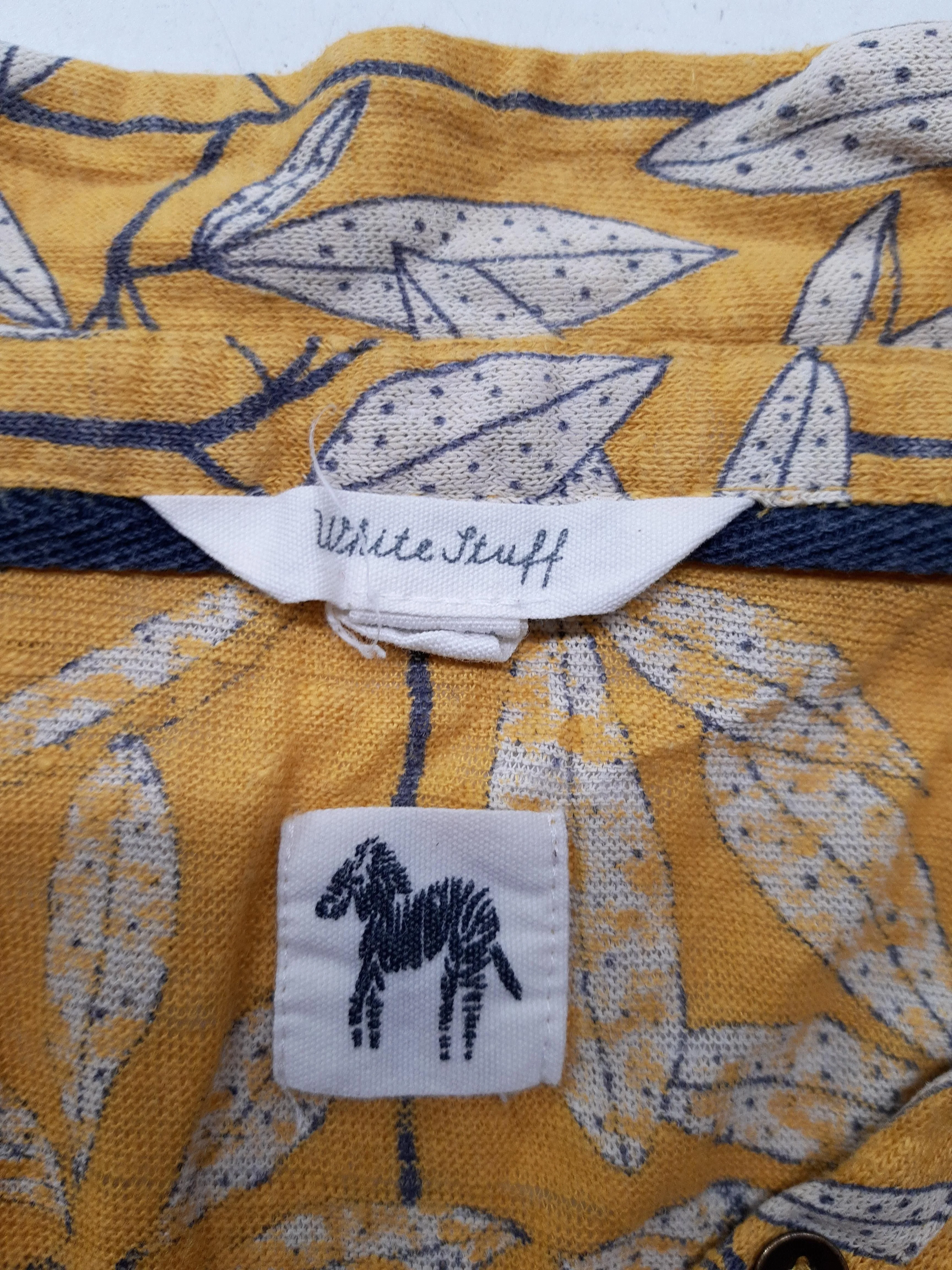 White Stuff Women's Shirt S Yellow Floral 100% Linen Short Sleeve Collared Basic - Image 6