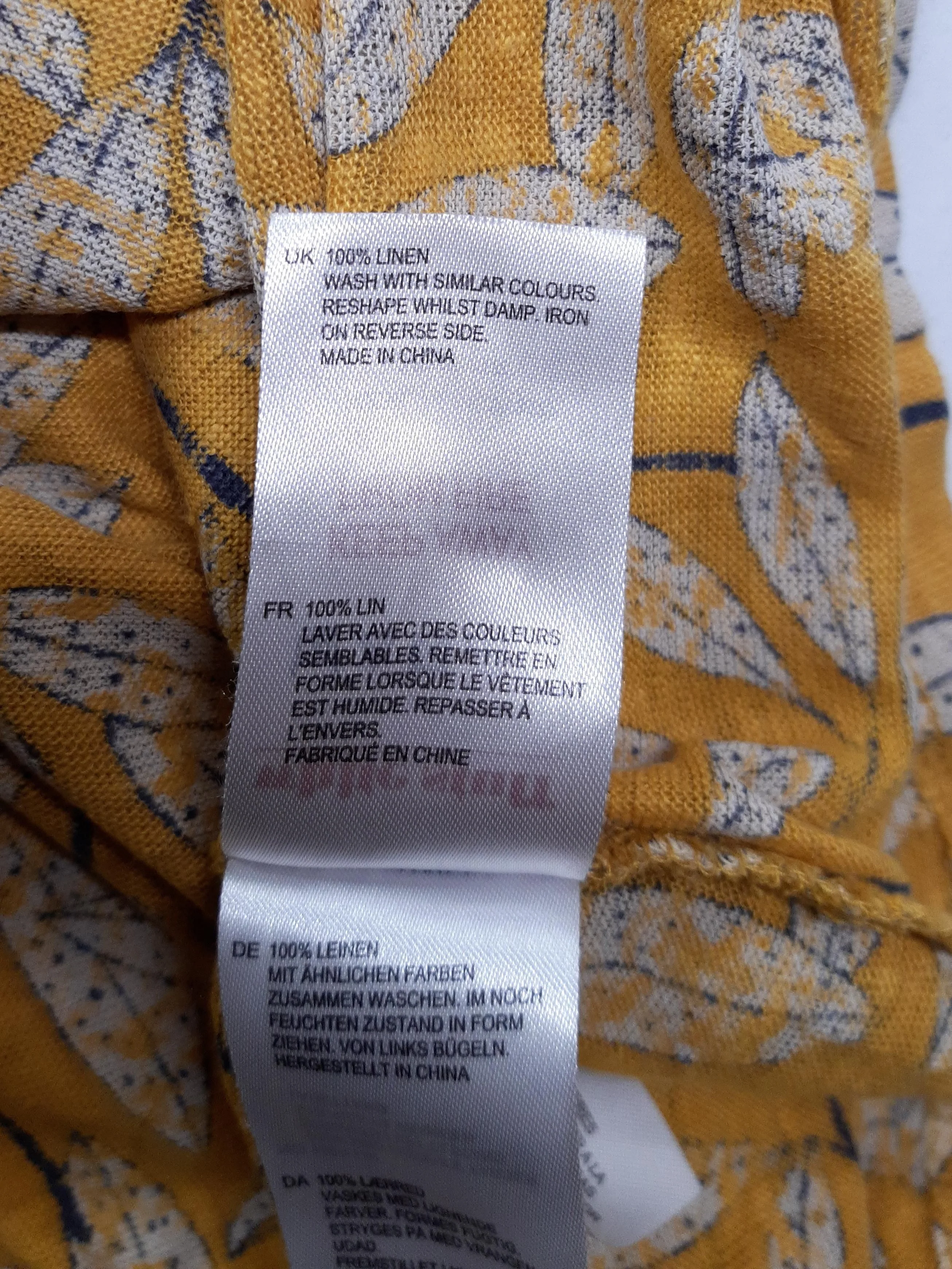 White Stuff Women's Shirt S Yellow Floral 100% Linen Short Sleeve Collared Basic - Image 7