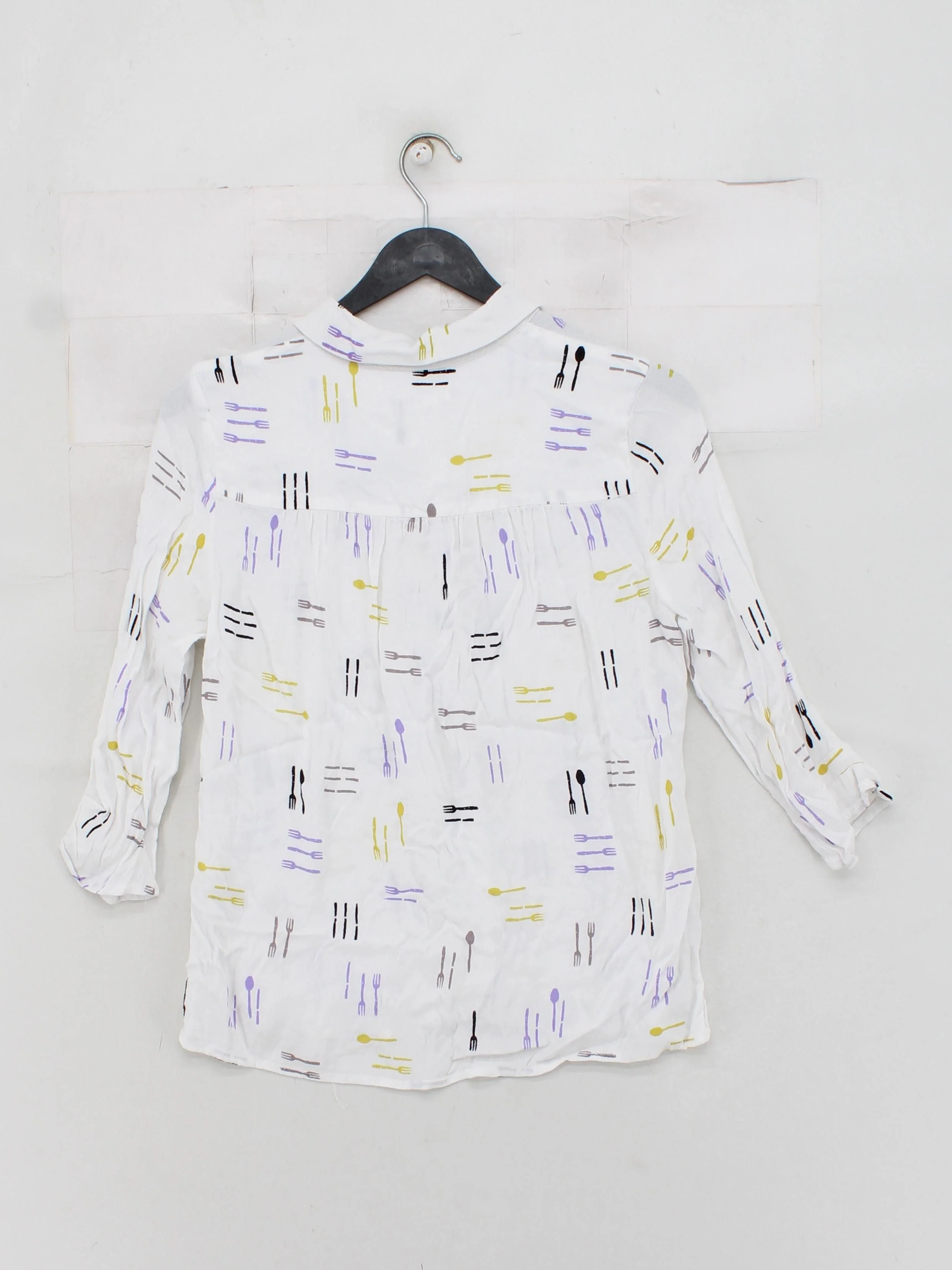 White Stuff Women's Shirt UK 10 White 100% Viscose 3/4 Sleeve Collared Basic - Image 2