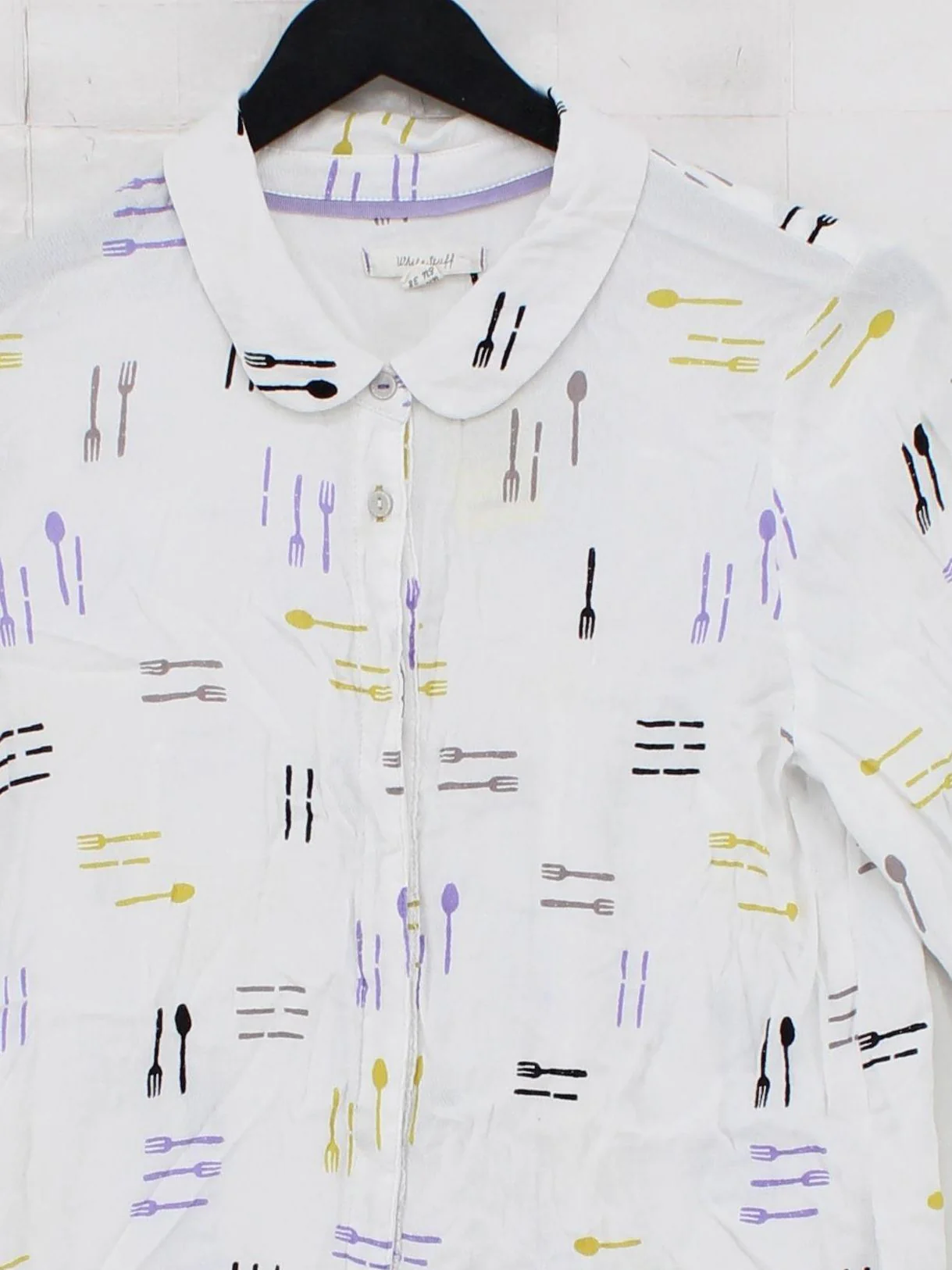 White Stuff Women's Shirt UK 10 White 100% Viscose 3/4 Sleeve Collared Basic - Image 3