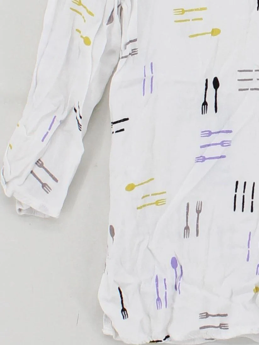 White Stuff Women's Shirt UK 10 White 100% Viscose 3/4 Sleeve Collared Basic - Image 4