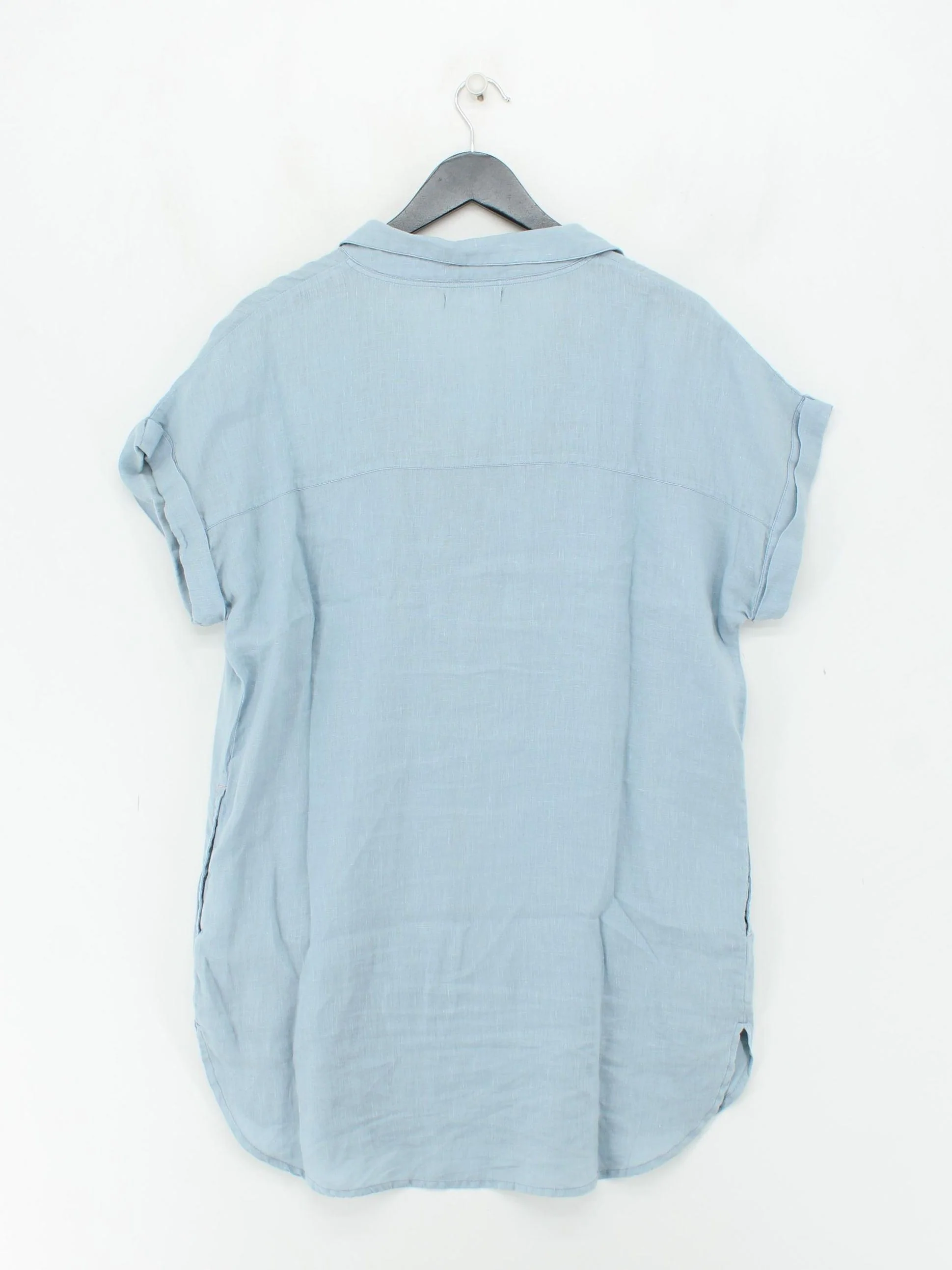 White Stuff Women's Shirt UK 12 Blue 100% Linen Short Sleeve Collared Basic - Image 2