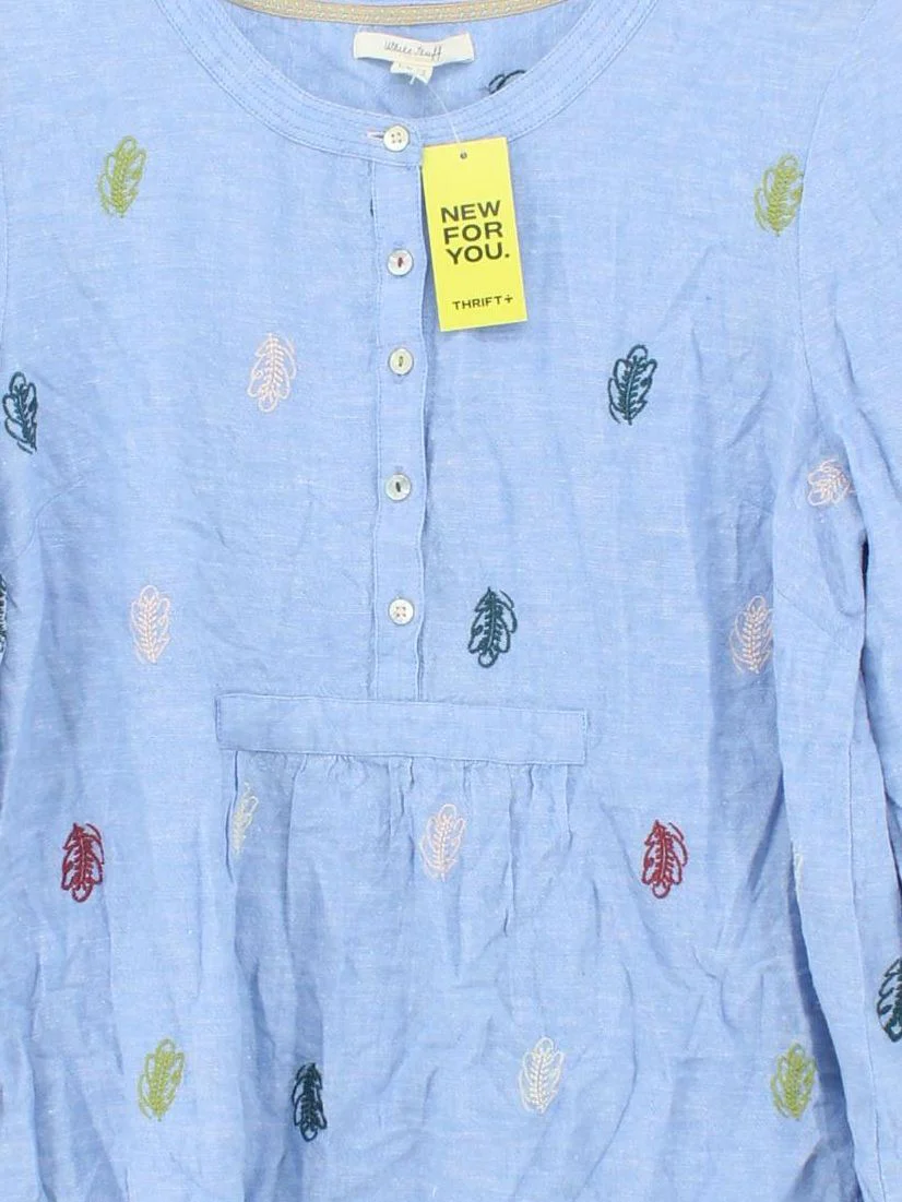 White Stuff Women's Shirt UK 12 Blue Linen with Viscose, Polyester Basic - Image 3