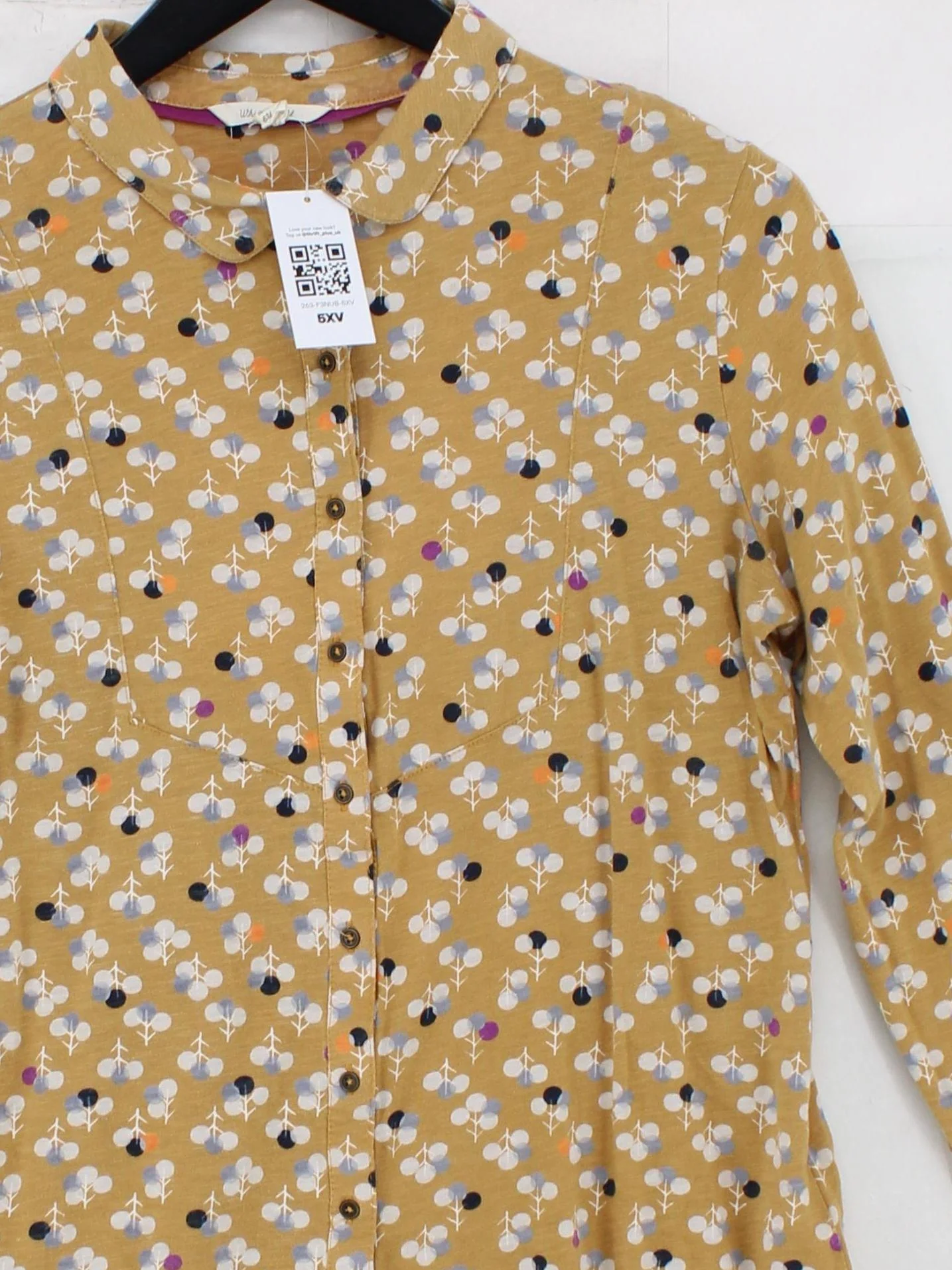 White Stuff Women's Shirt UK 12 Yellow 100% Cotton Basic - Image 3