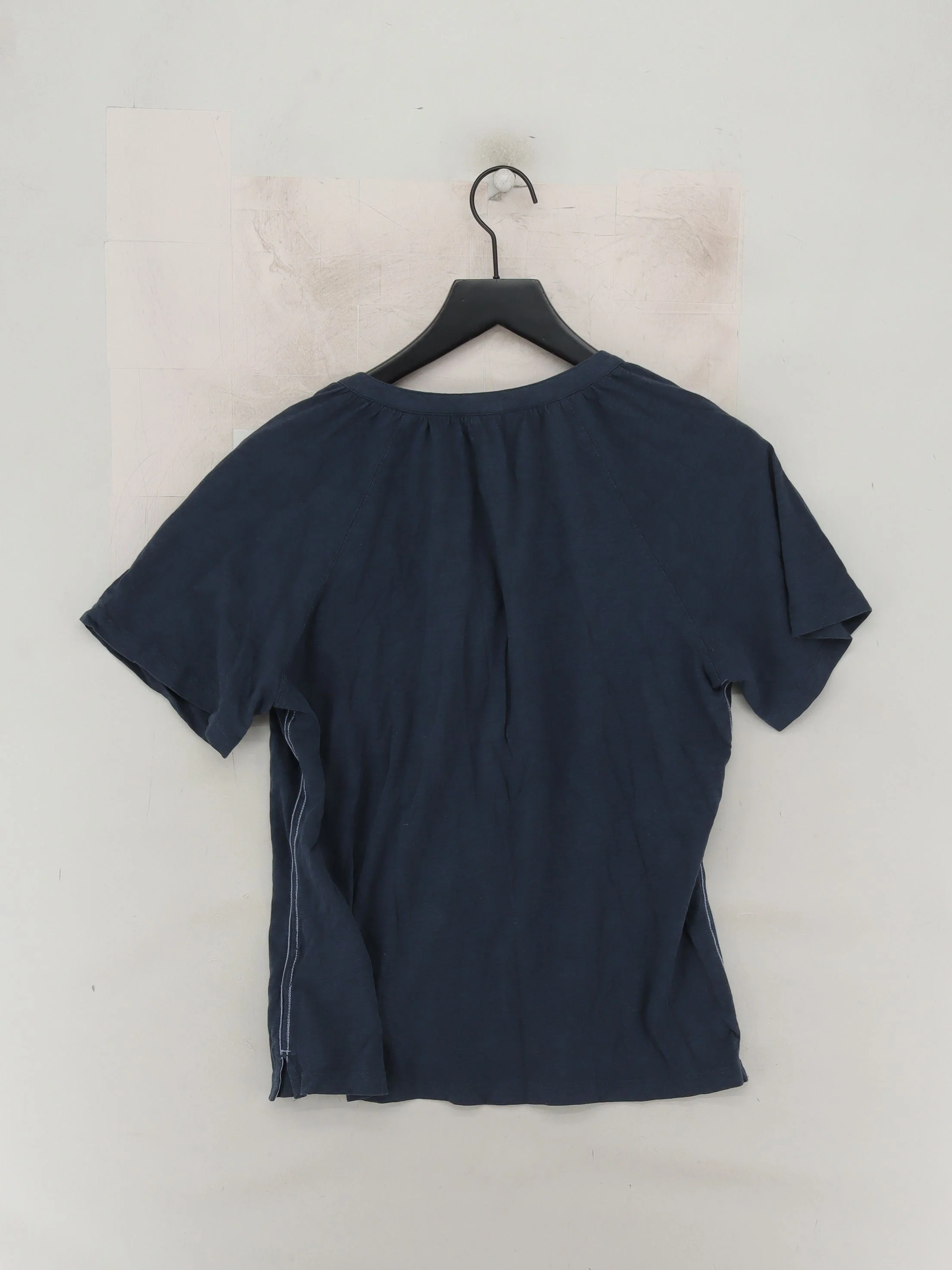White Stuff Women's Shirt UK 14 Blue 100% Cotton Short Sleeve V-Neck Basic - Image 2