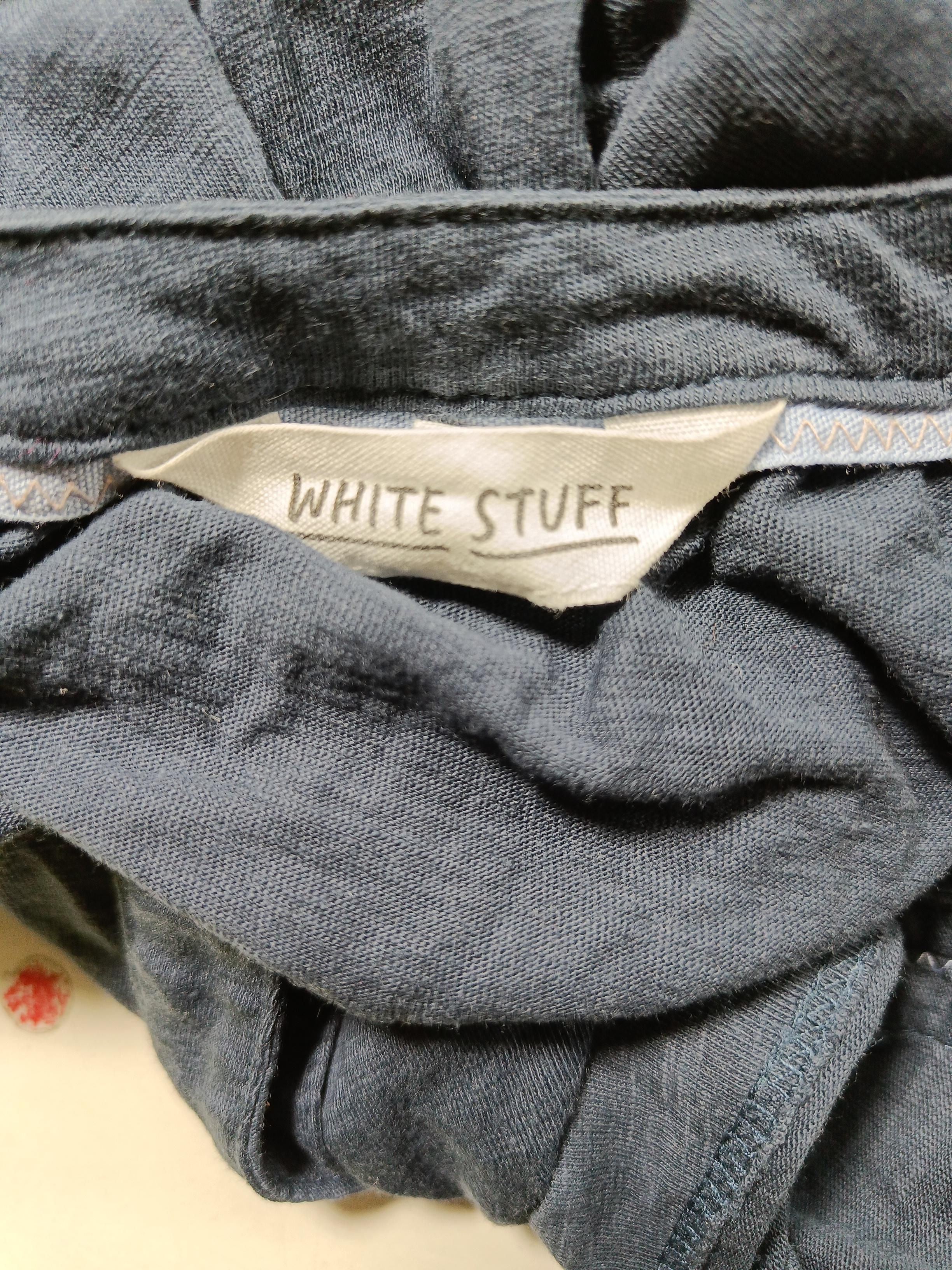White Stuff Women's Shirt UK 14 Blue 100% Cotton Short Sleeve V-Neck Basic - Image 5