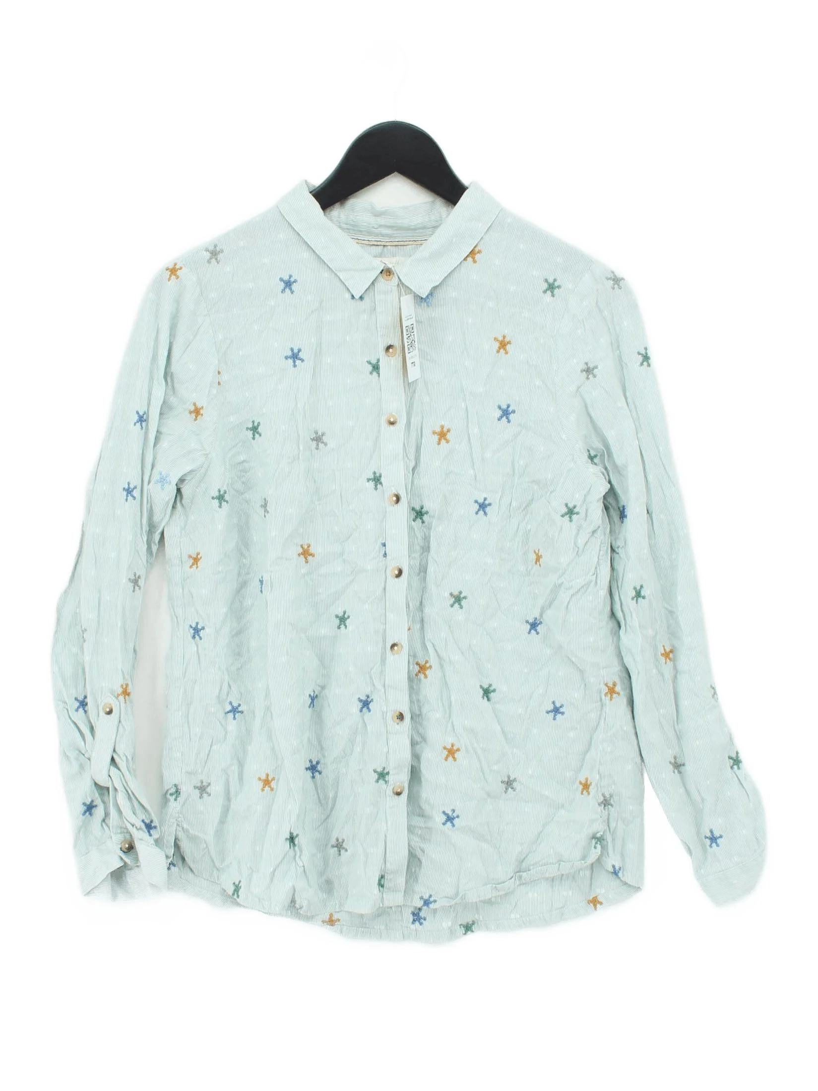 White Stuff Women's Shirt UK 14 Green Cotton with Polyester Basic