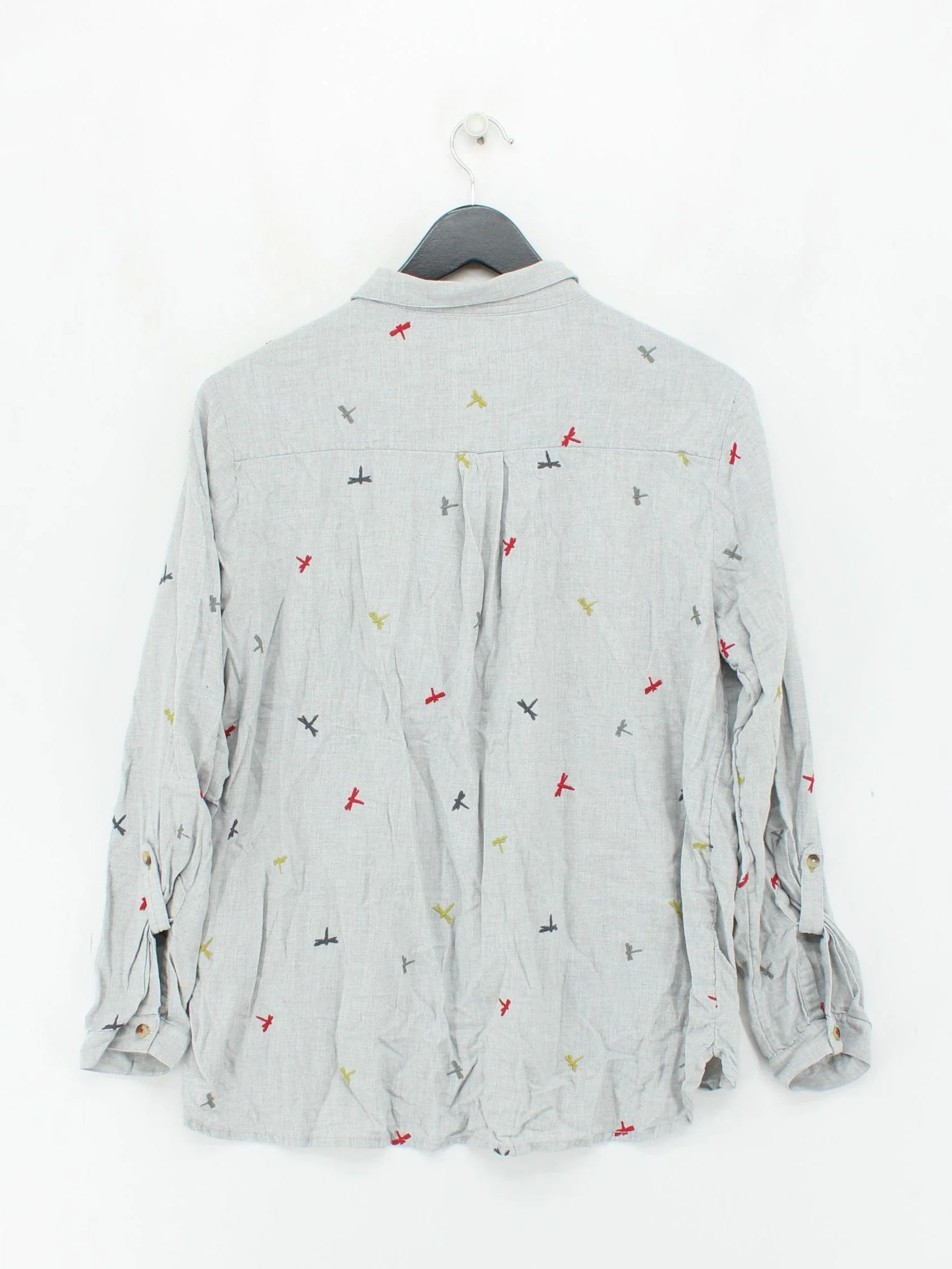 White Stuff Women's Shirt UK 14 Grey 100% Cotton Long Sleeve Collared Basic - Image 2
