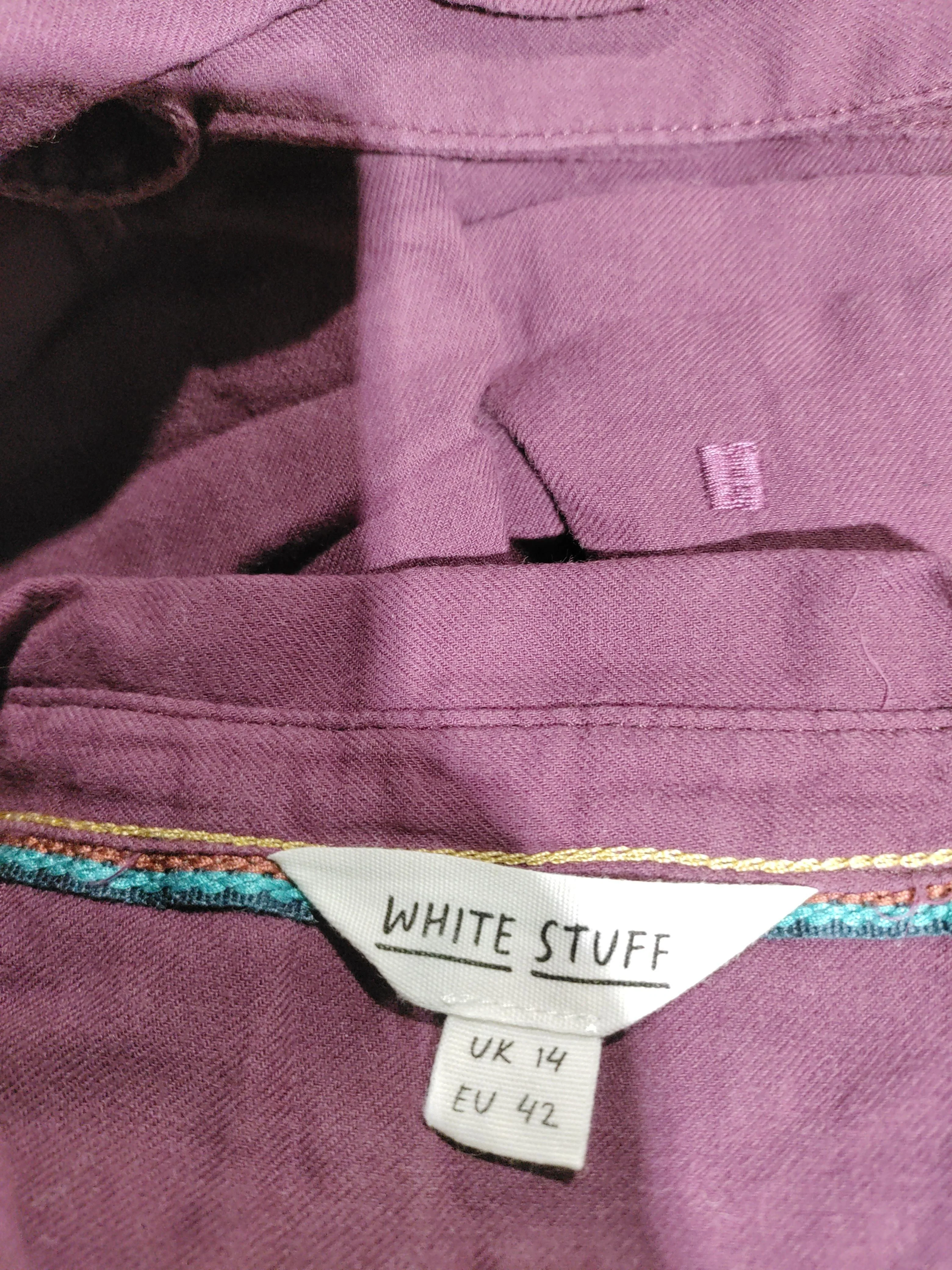 White Stuff Women's Shirt UK 14 Purple 100% Cotton Long Sleeve Collared Basic - Image 5