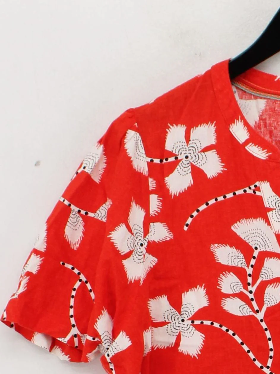 White Stuff Women's Shirt UK 14 Red Linen with Viscose Basic - Image 4