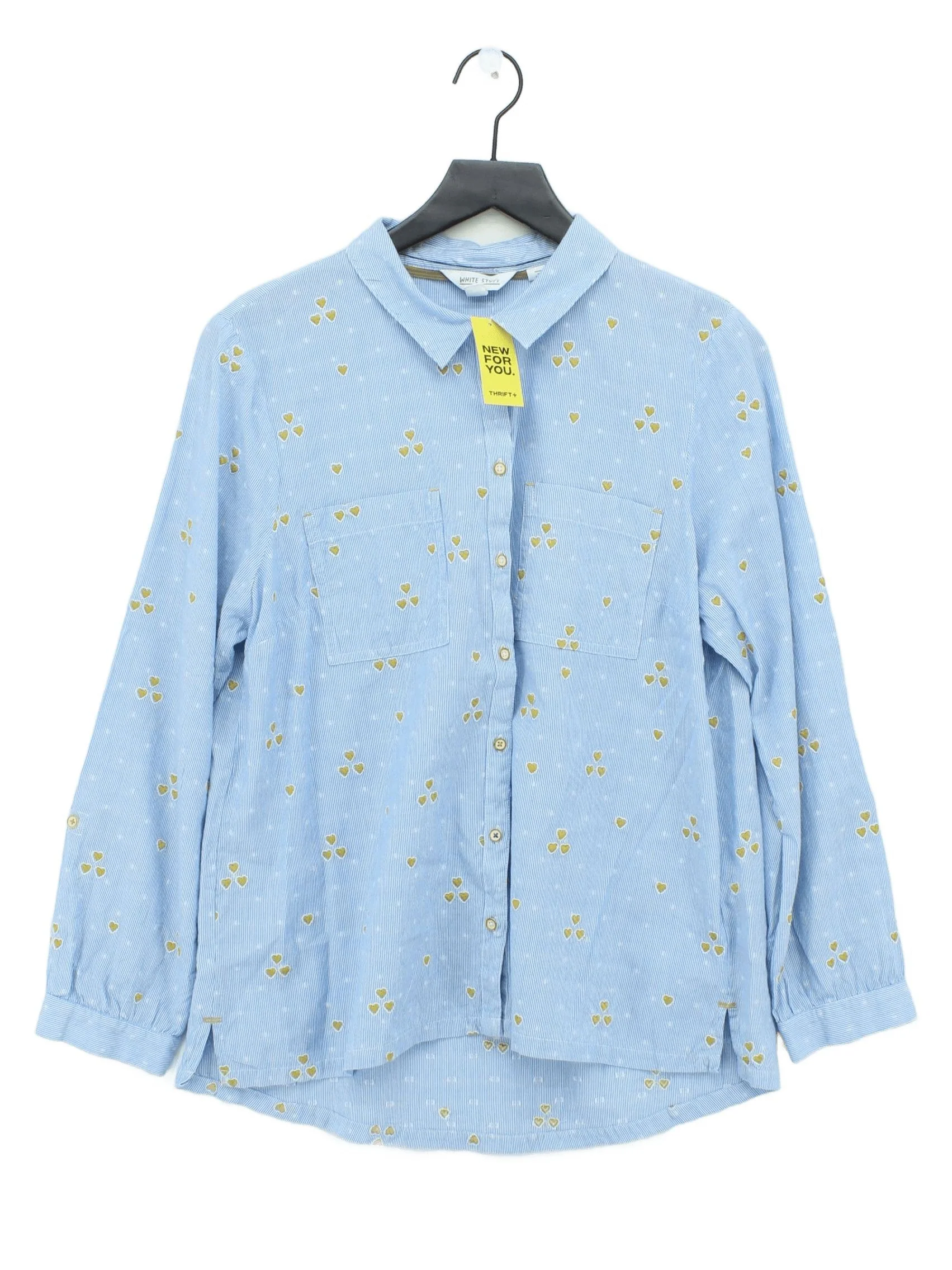White Stuff Women's Shirt UK 16 Blue Cotton with Polyester Basic